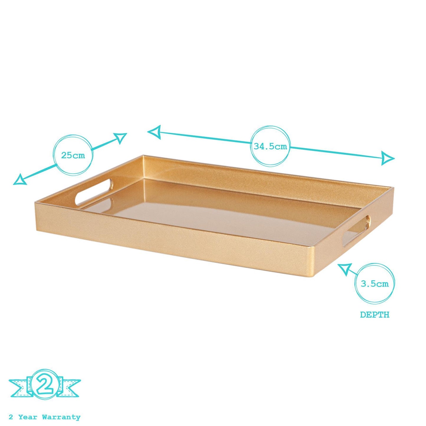 34.5cm x 25cm Rose Gold Rectangle Lacquer Tray
