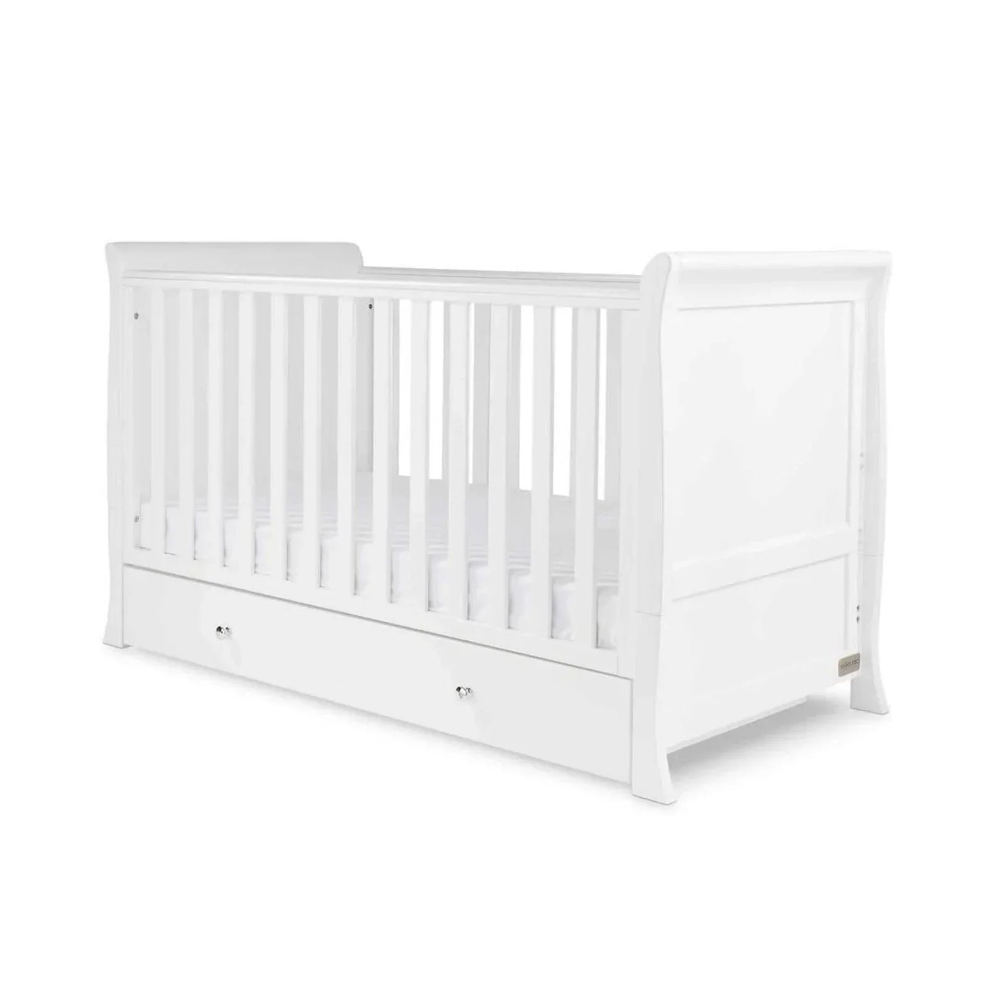 Ickle Bubba Snowdon Classic Cot Bed White - Fibre Mattress