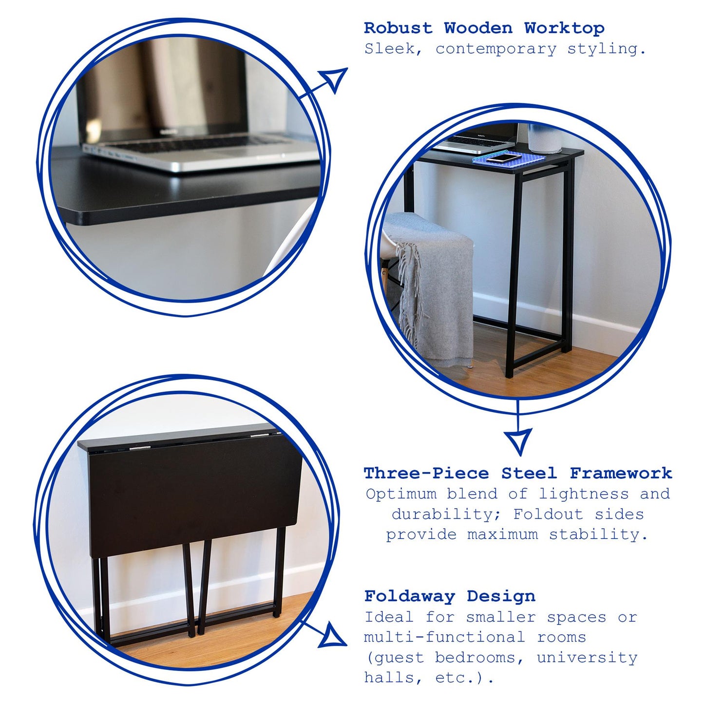 Deluxe Folding Wooden Desk & Chair Set