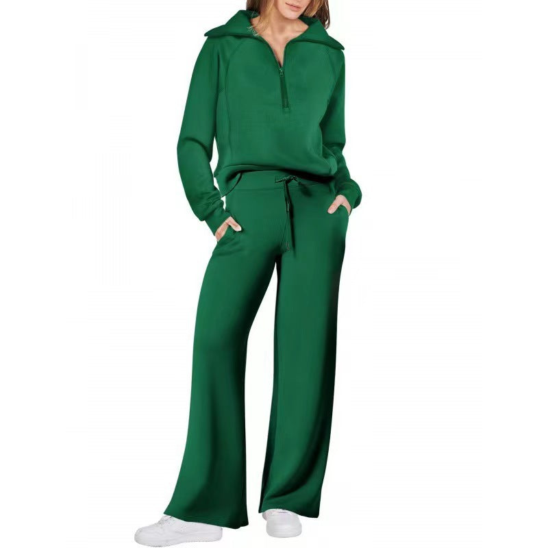 Europe And America Foreign Trade Autumn And Winter Fashion Casual Sport Two-piece Set For Women