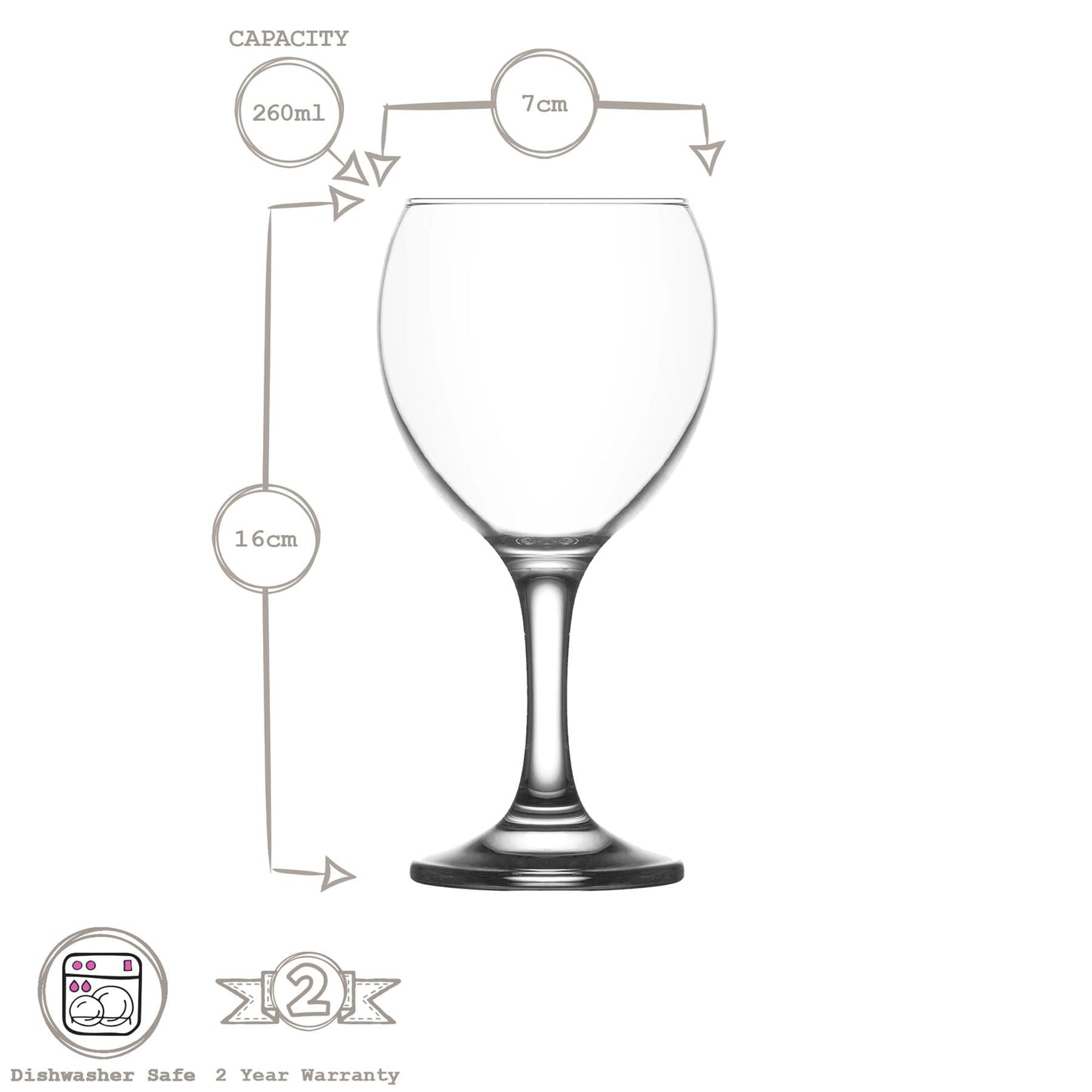 260ml Misket Red Wine Glasses - Pack of Six