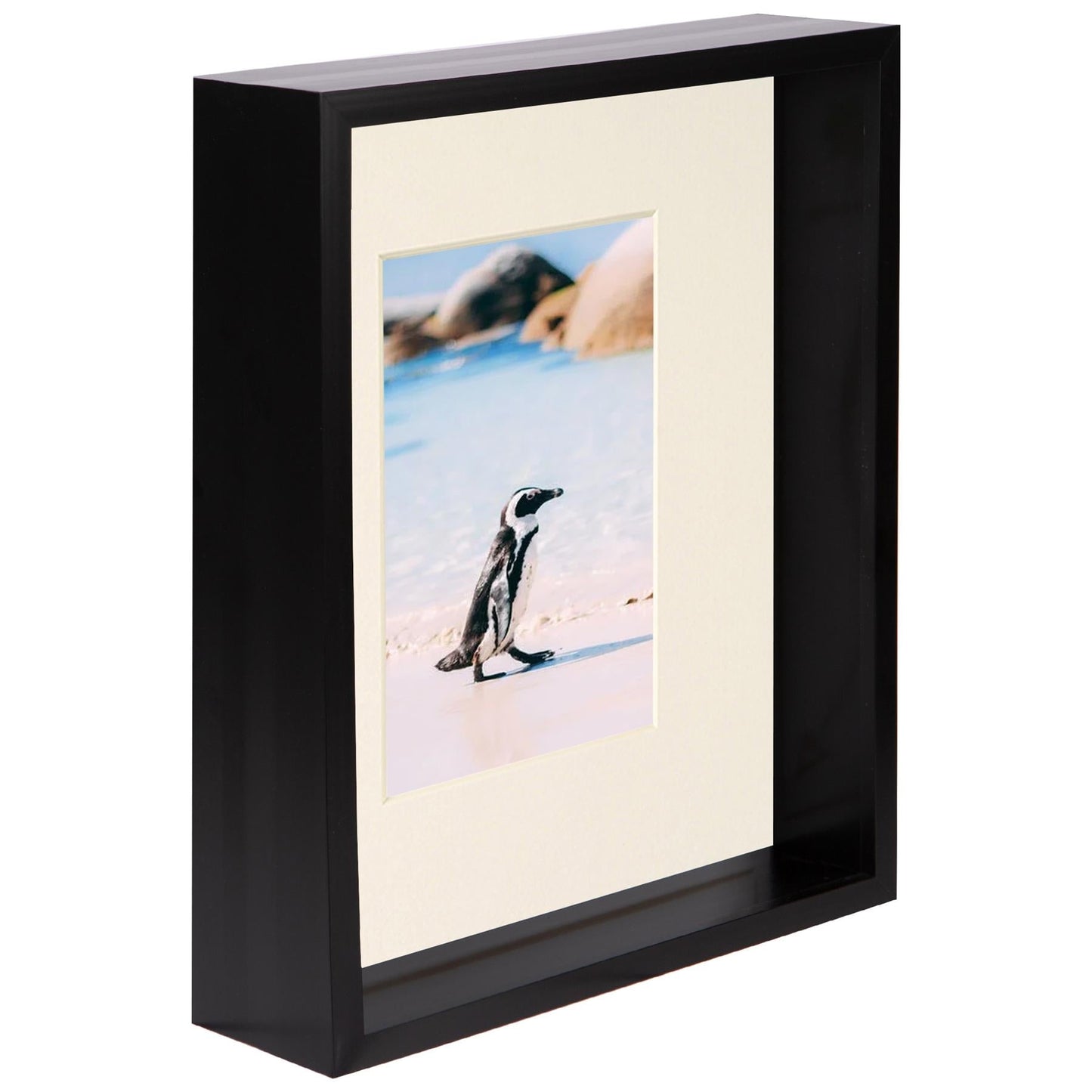 8" x 10" Black 3D Deep Box Photo Frame - with 4" x 6" Mount