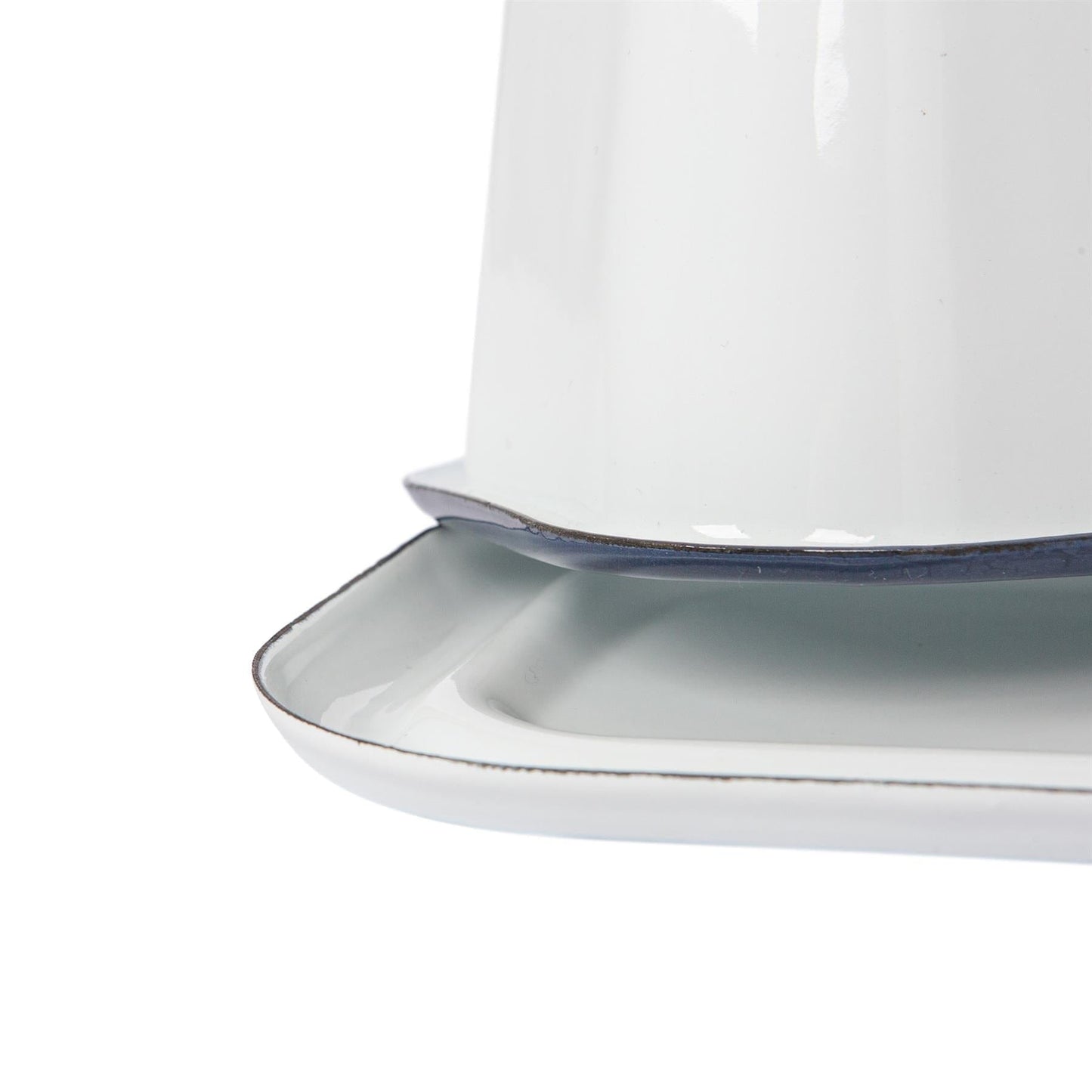18.5cm x 10cm White Enamel Butter Dish