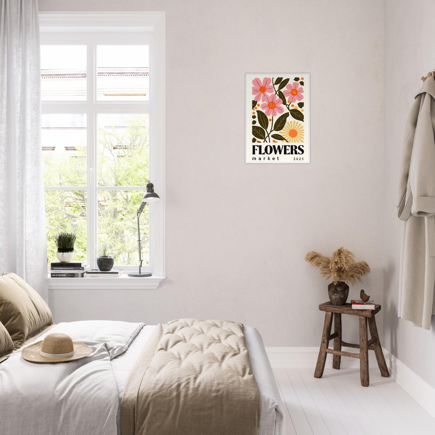 Minimalist Flower & Typography Framed Poster – Modern Floral Wall Art