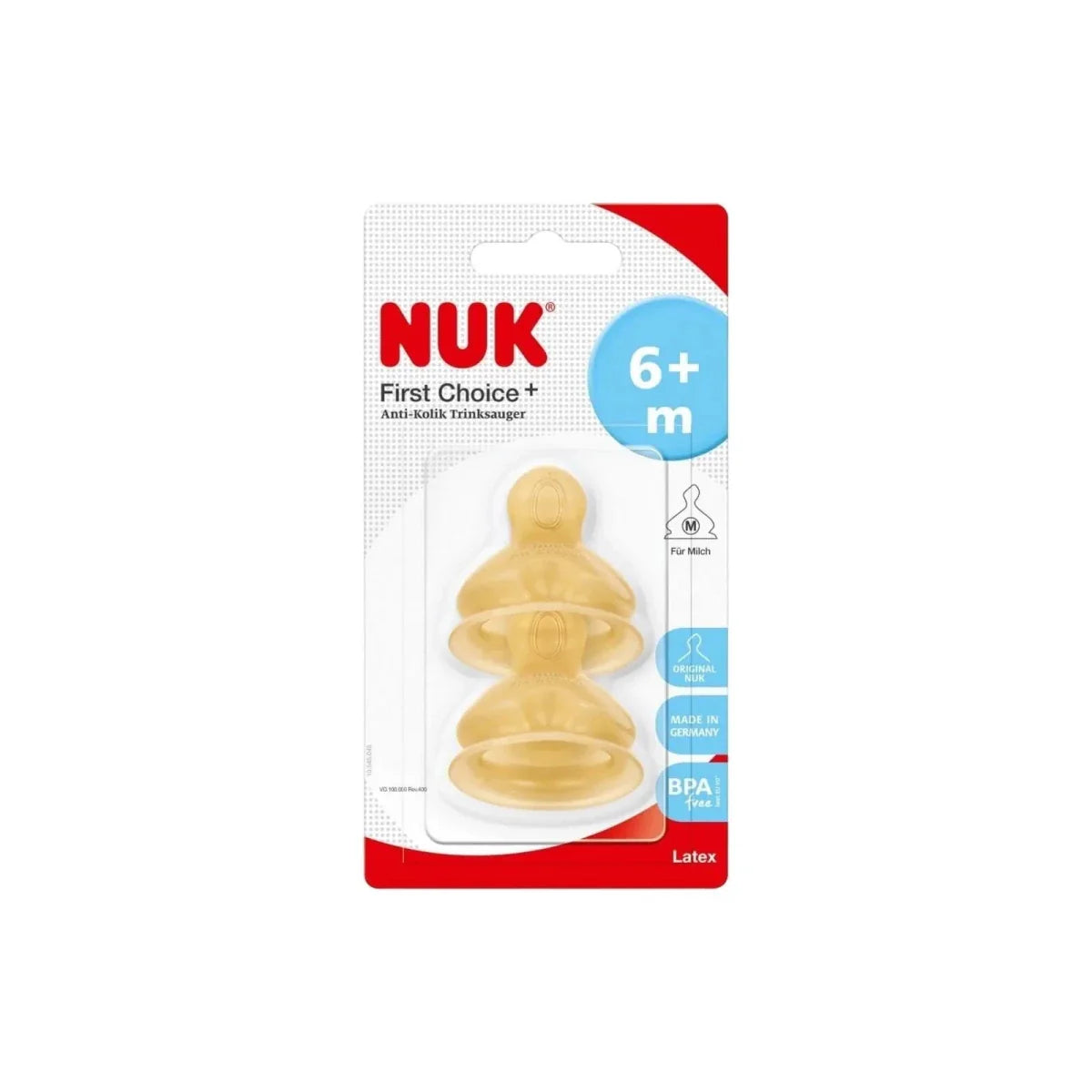 NUK First Choice+ Wide Latex Teats Medium Hole 6+ months