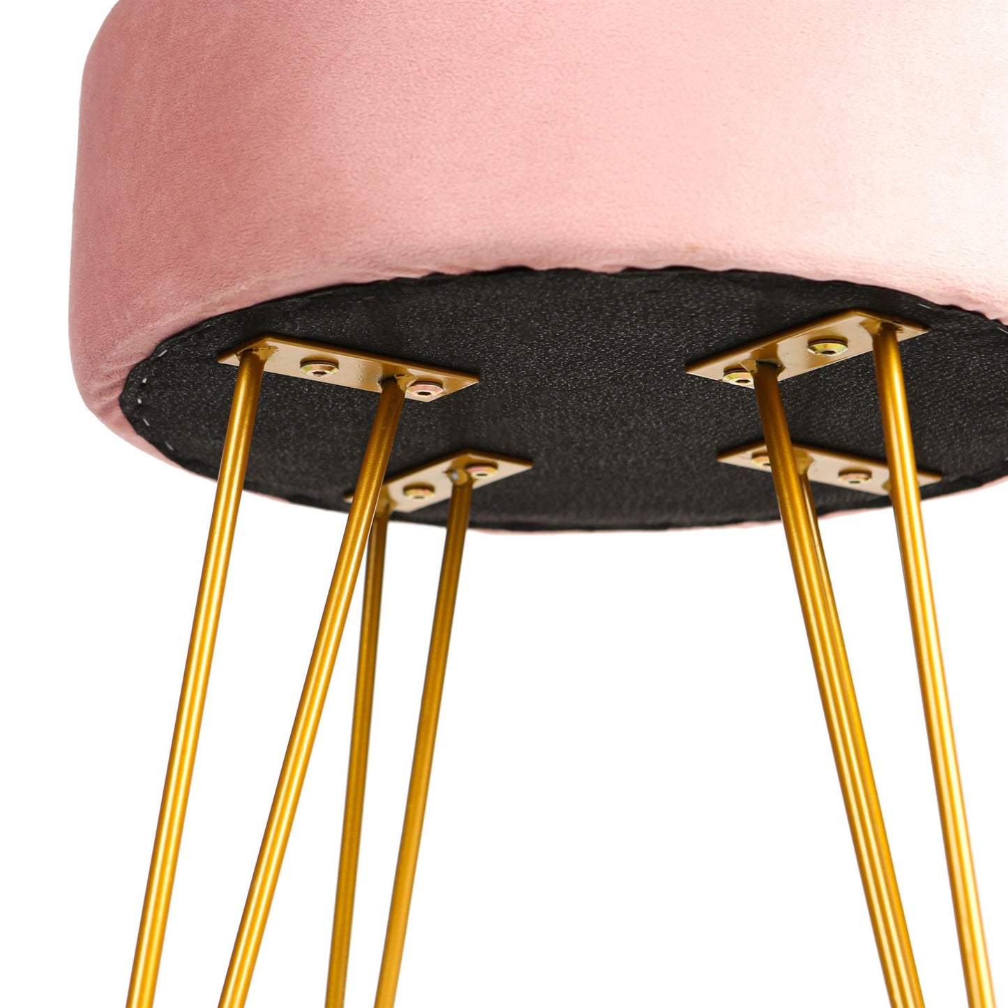 Pink Round Velvet Footstool