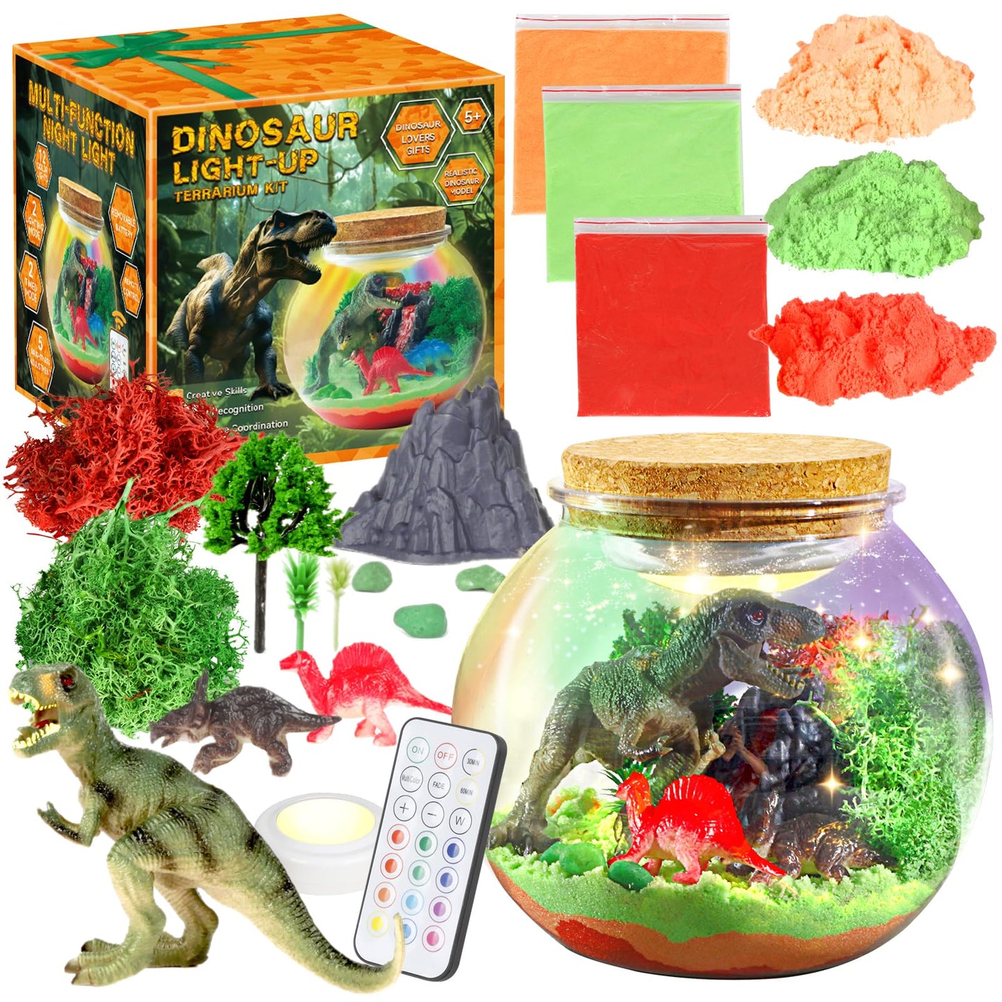 7july Dinosaur Terrarium Craft Kit – DIY Dino Toys & Night Light Gift for Boys (Ages 5-12)