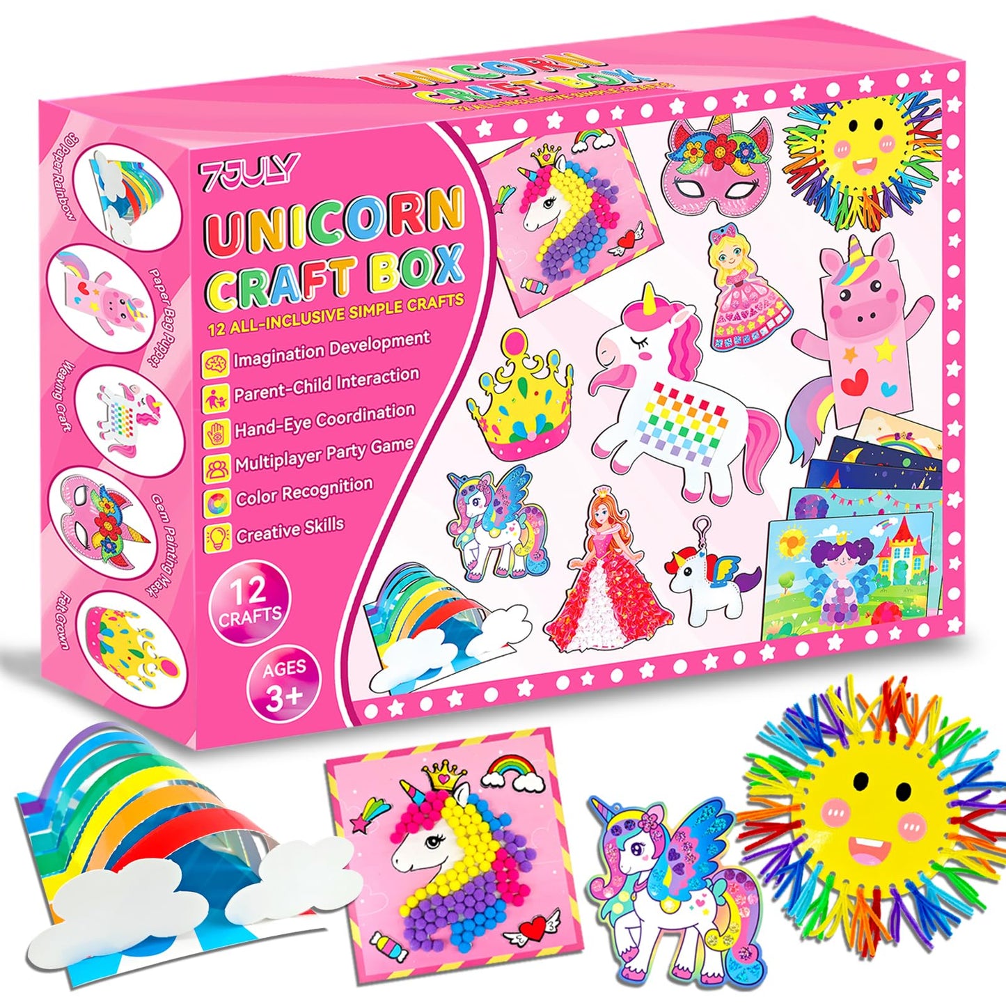 7july Unicorn Craft Box | 12 Fun Arts & Crafts for Kids Aged 4-8 | Creative Activity Kit