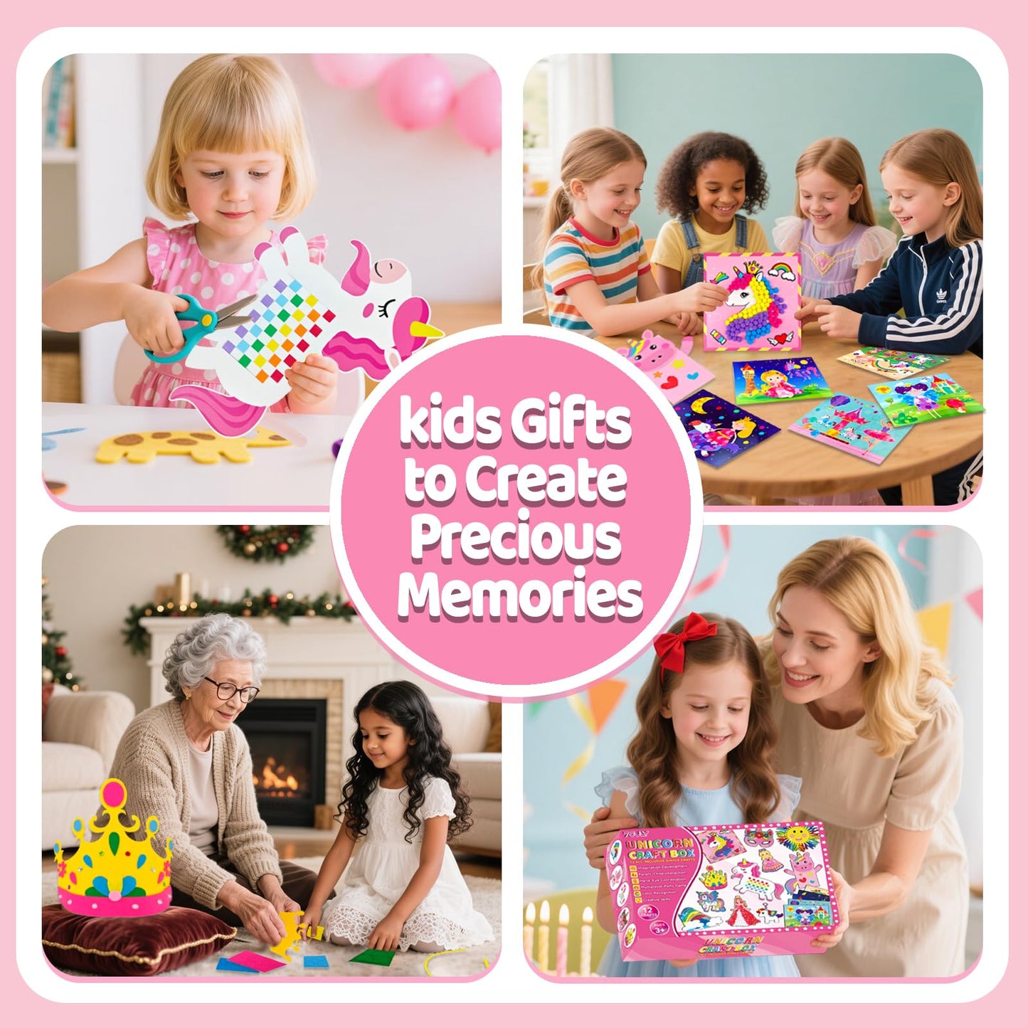 7july Unicorn Craft Box | 12 Fun Arts & Crafts for Kids Aged 4-8 | Creative Activity Kit