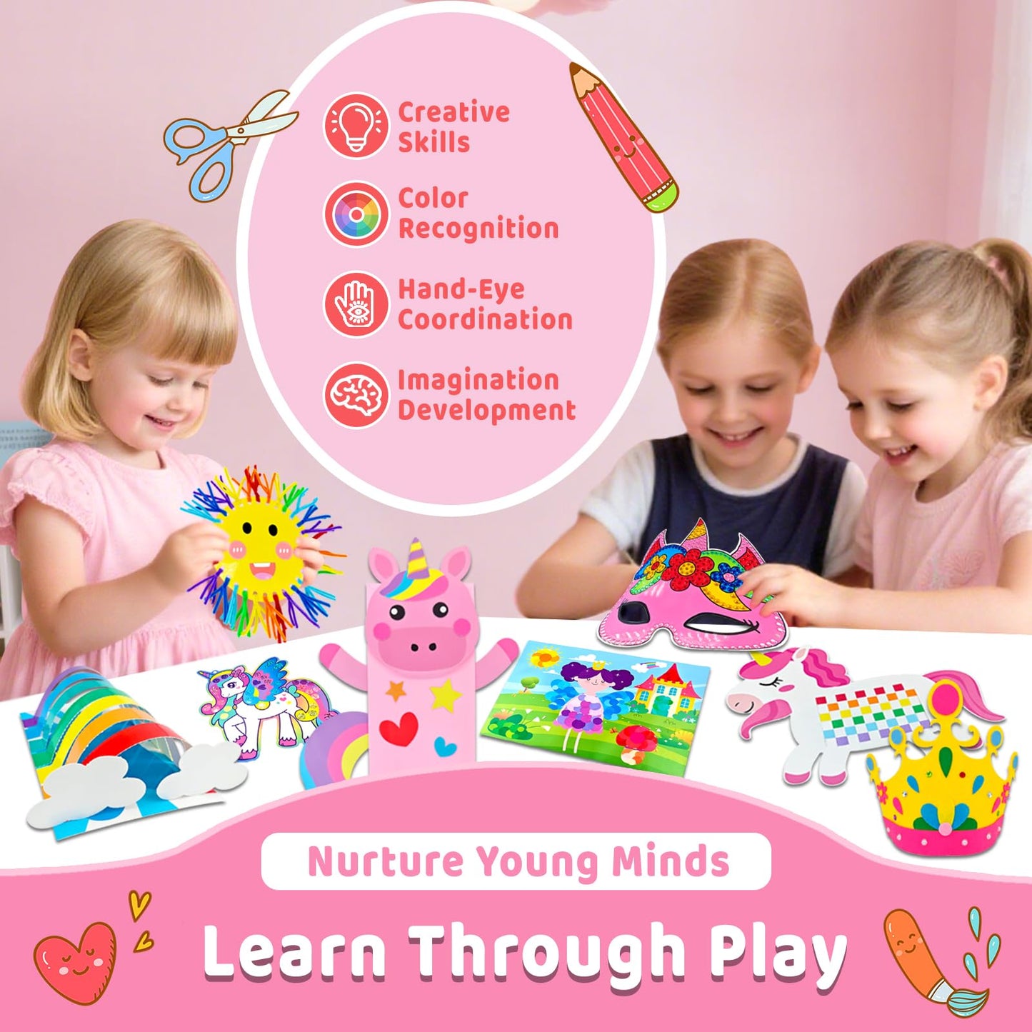 7july Unicorn Craft Box | 12 Fun Arts & Crafts for Kids Aged 4-8 | Creative Activity Kit