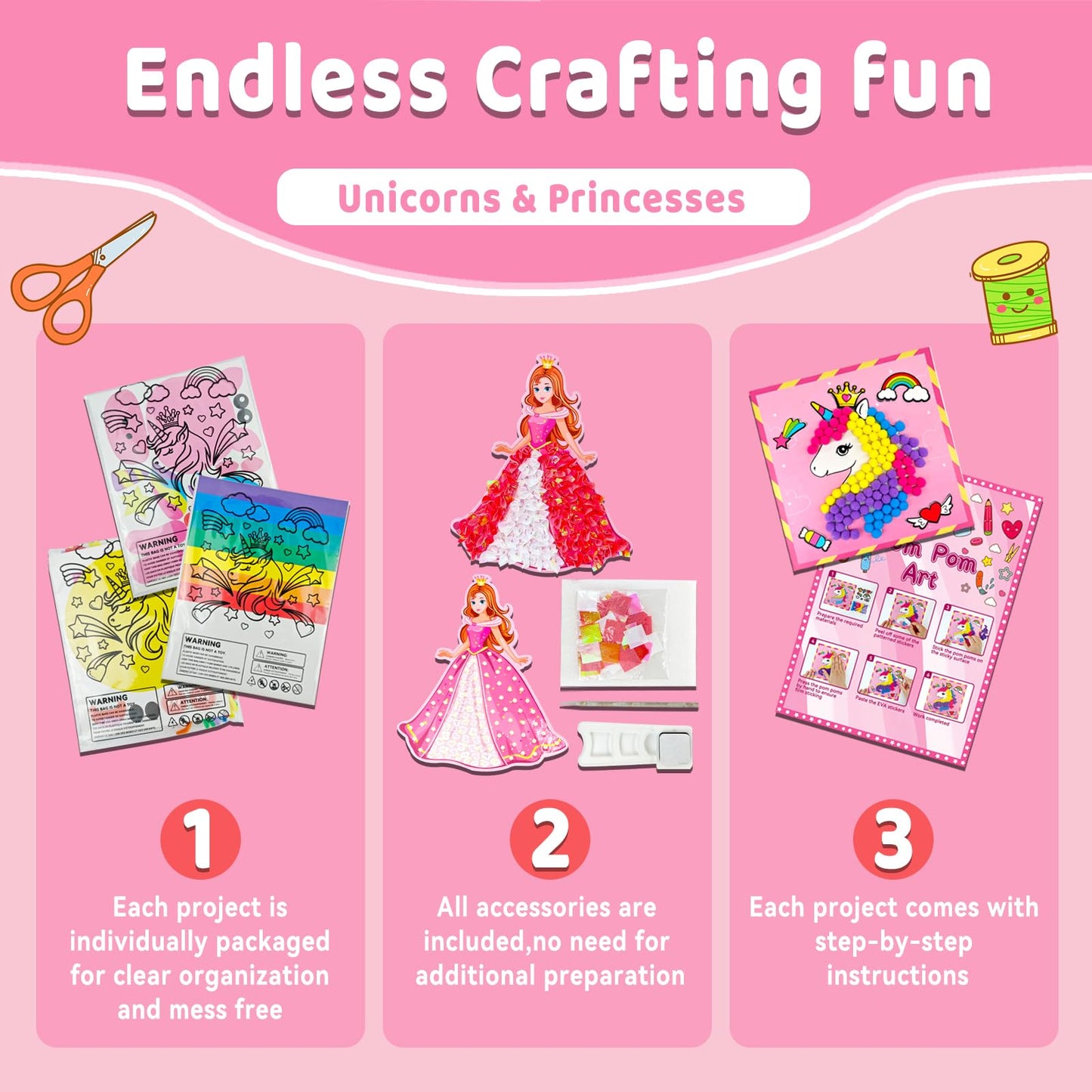 7july Unicorn Craft Box | 12 Fun Arts & Crafts for Kids Aged 4-8 | Creative Activity Kit