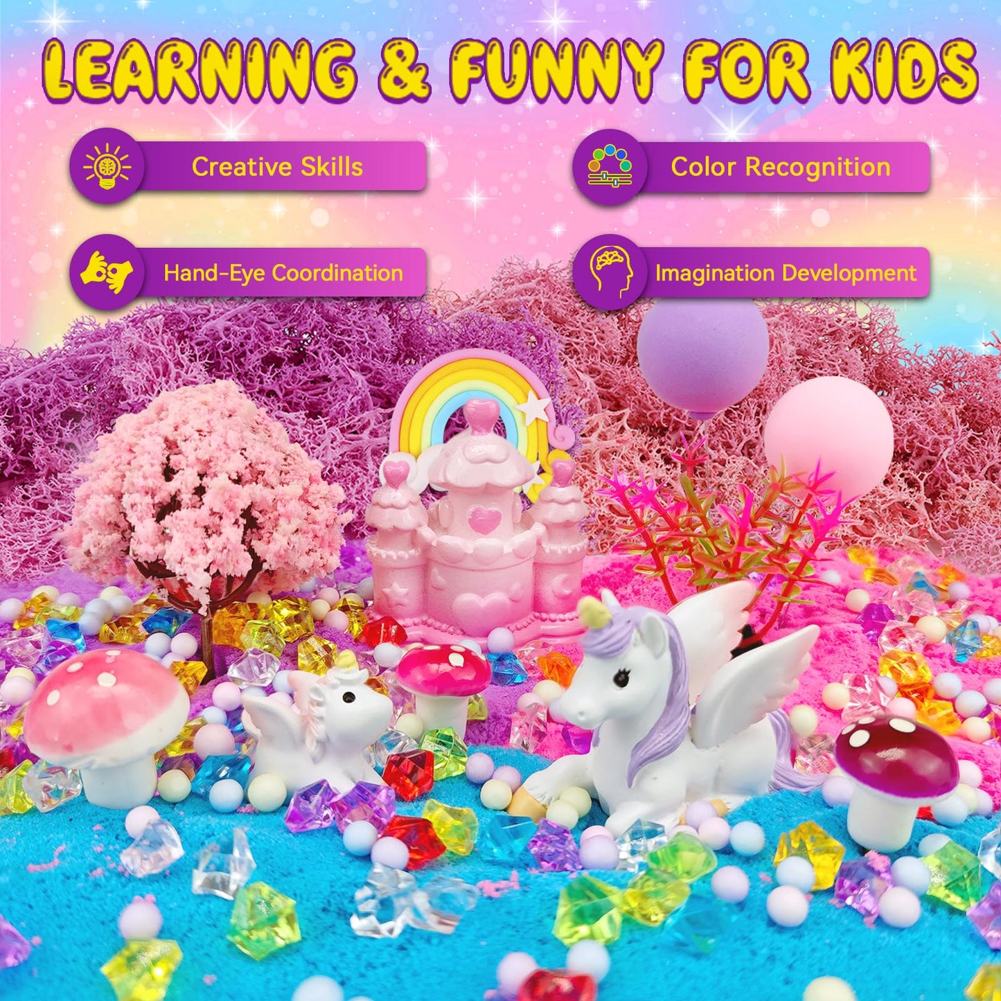 7july Unicorn Terrarium Craft Kit for Kids — LED Night Light & Remote