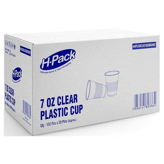 7oz Plastic Water Cups (Clear) (20 x 100 Pcs)