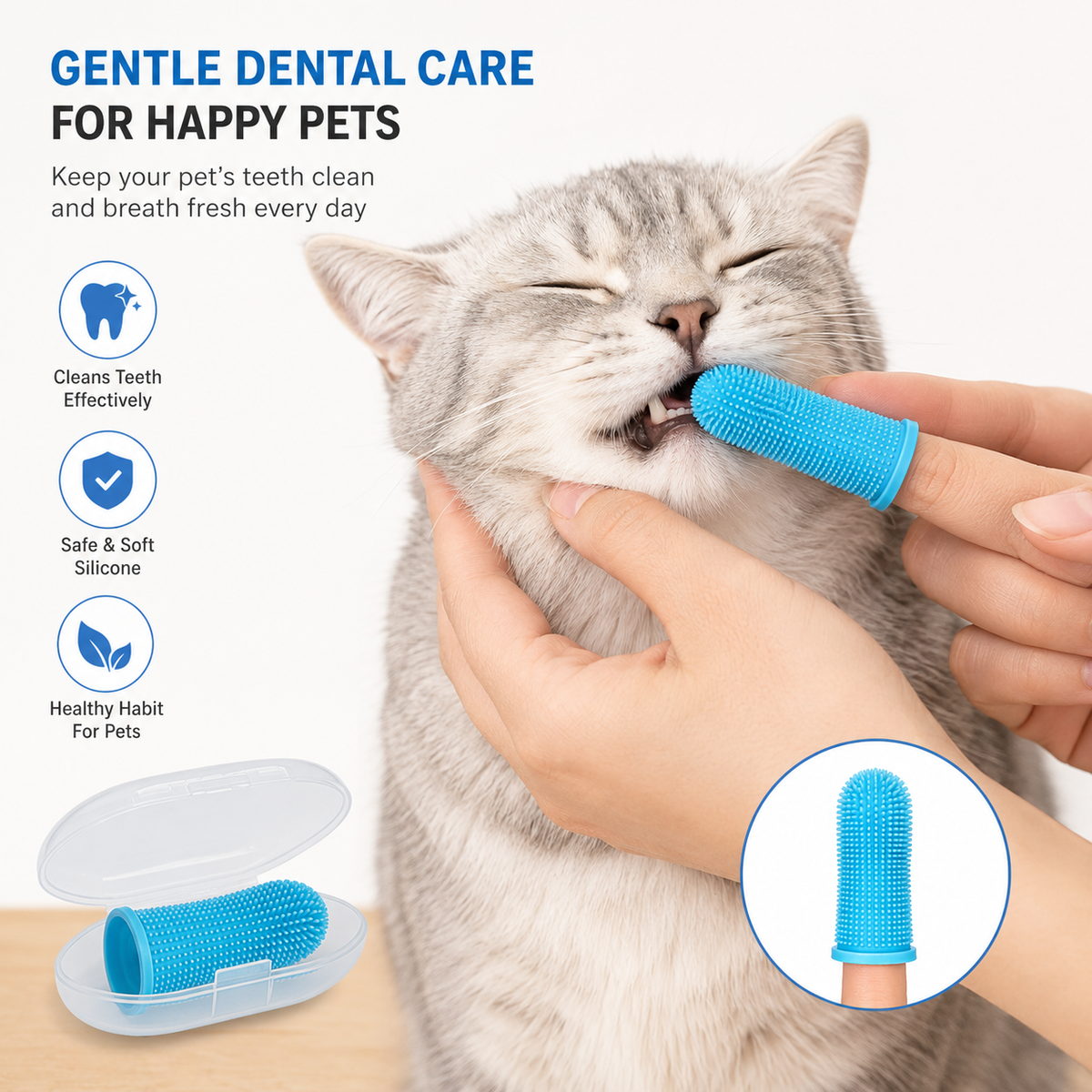 Silicone Pet Finger Toothbrushes | Soft Dog & Cat Dental Care Brush Set
