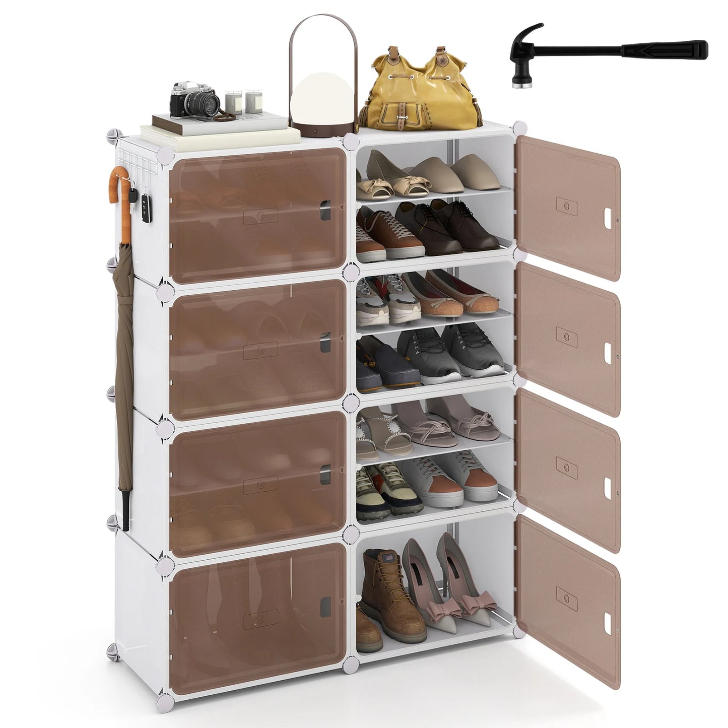 8 Tier Shoe Storage Cabinet with Removable Shelves