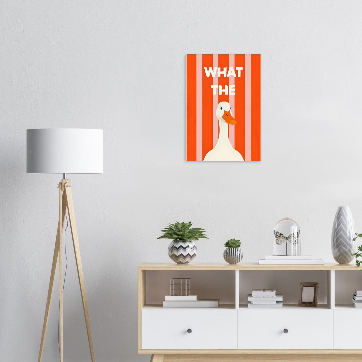 What The Duck: Funny Minimalist Animal Poster - Bold Stripes & Whimsical Design