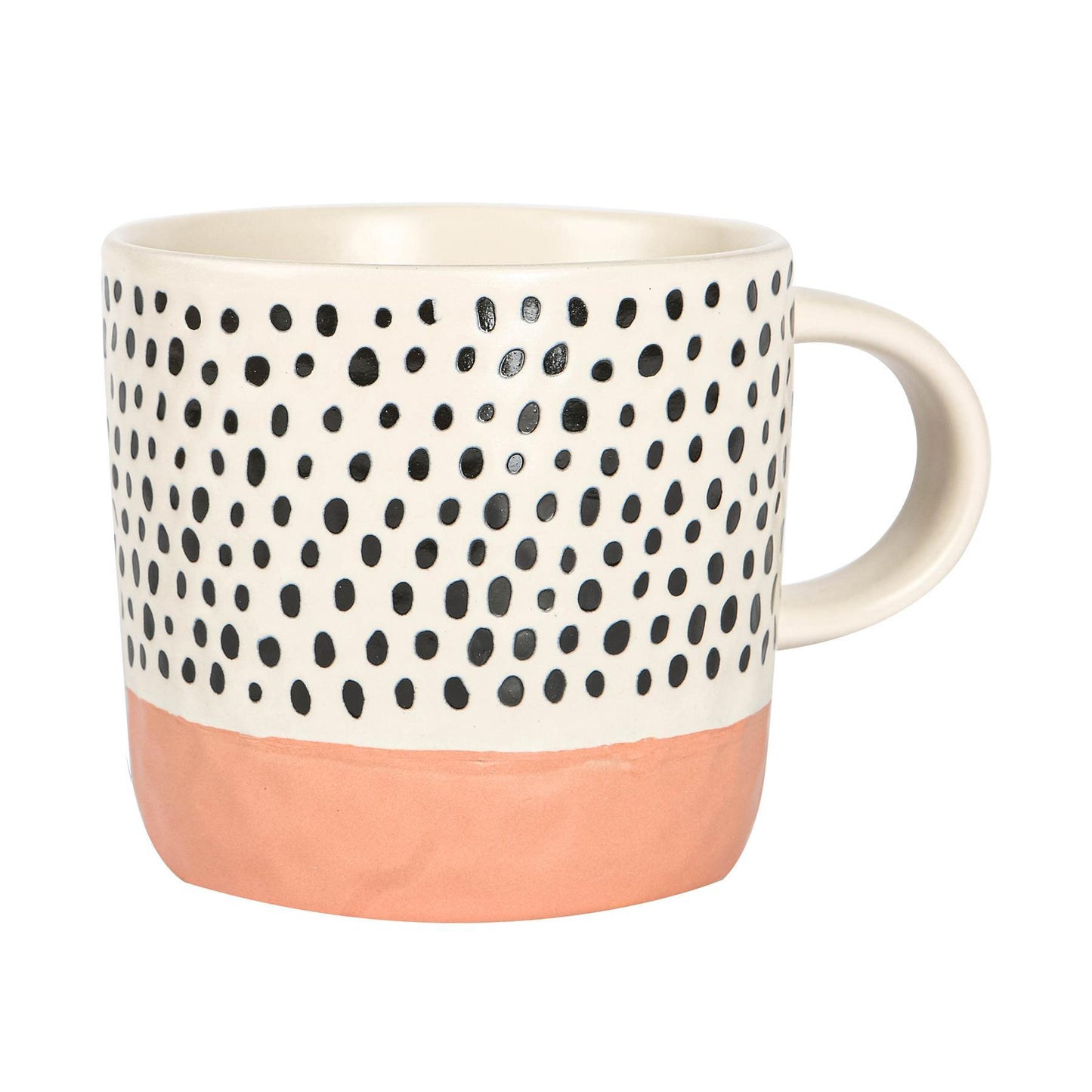 385ml Colour Block Spot Portuguese Stoneware Coffee Mugs - 4 Colours