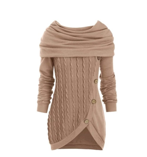 Pile pile collar hooded sweater