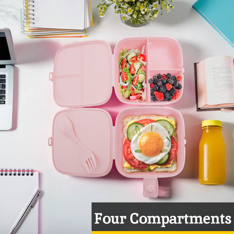 Grub Tub Pink 4 Section Lunch Box