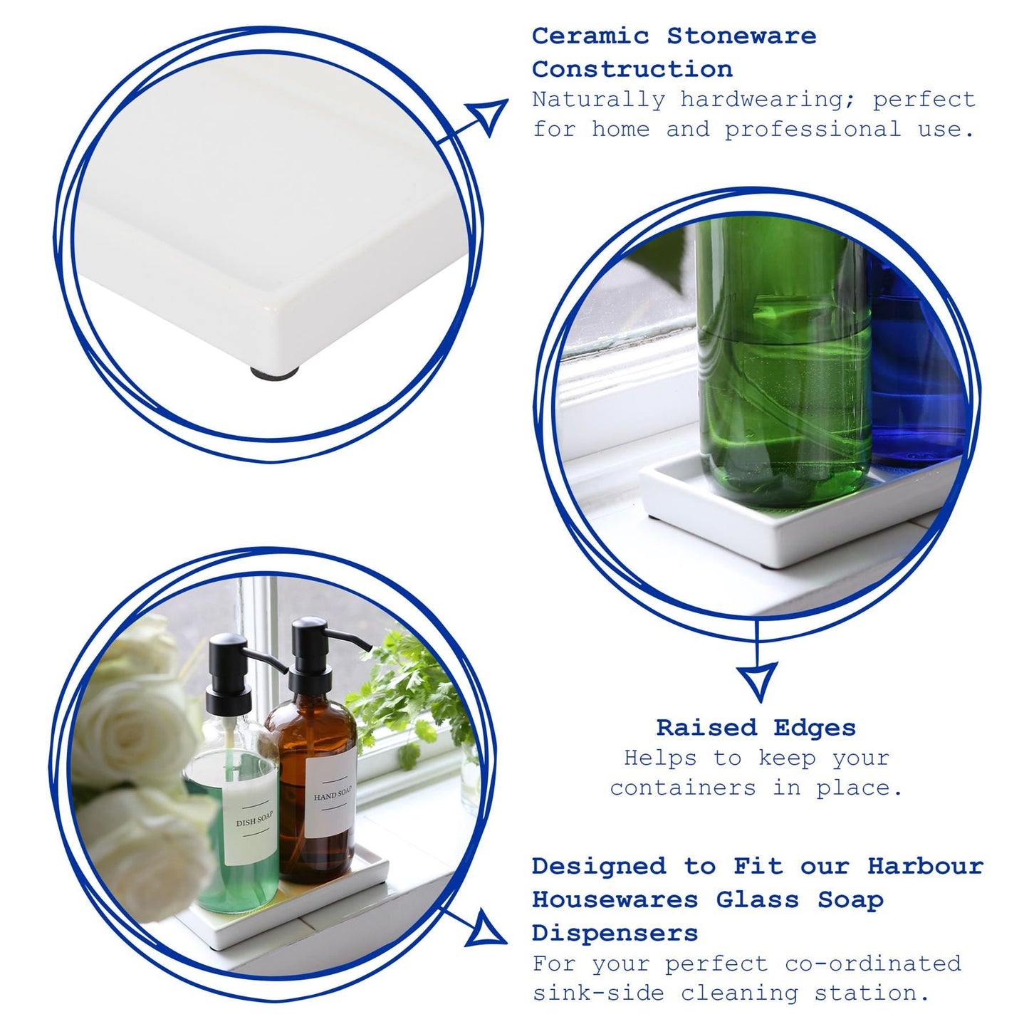 17cm White Ceramic Soap Dispenser Tray