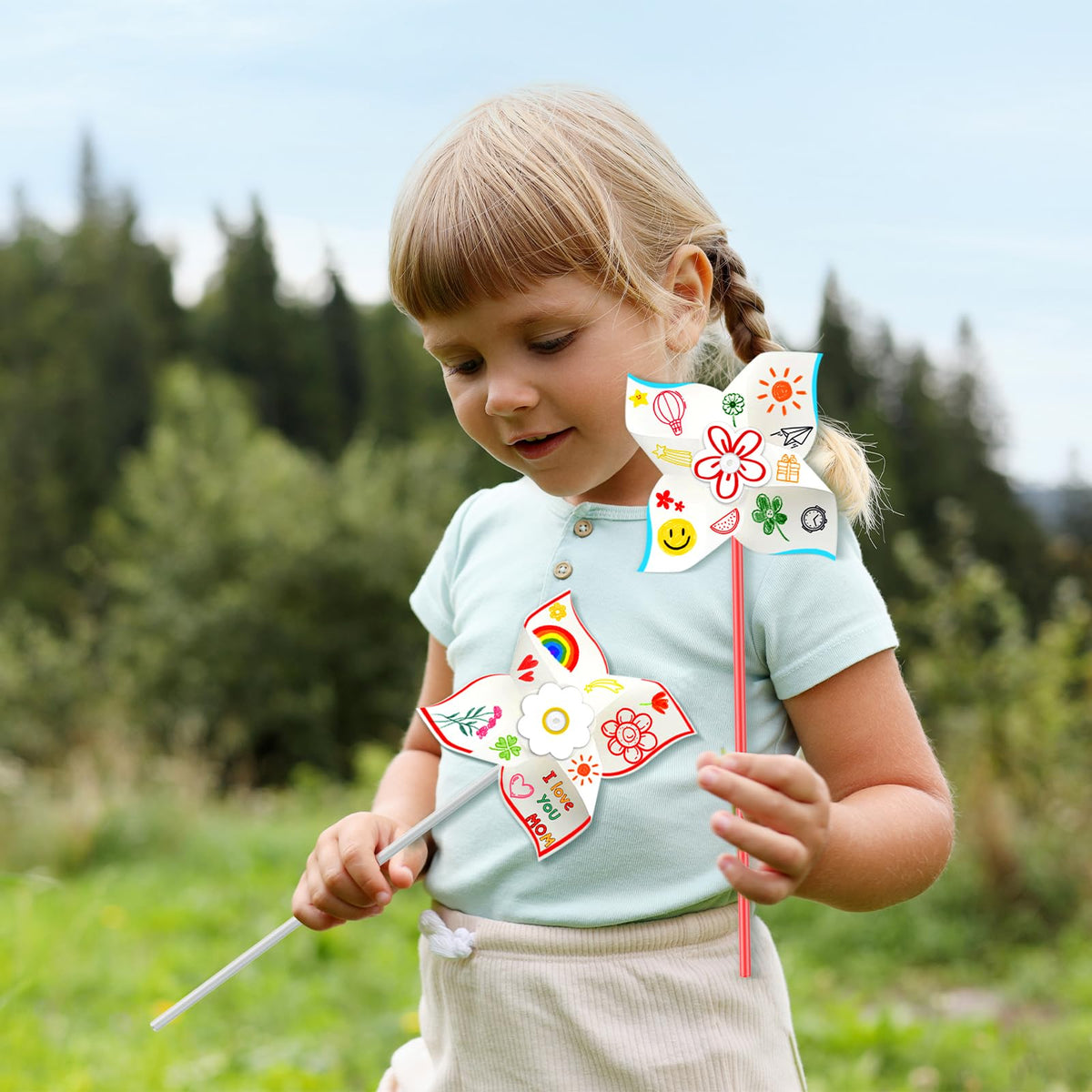 60pcs DIY Paper Pinwheels Crafts – White Windmill Kits Bulk | 80UncleKimby