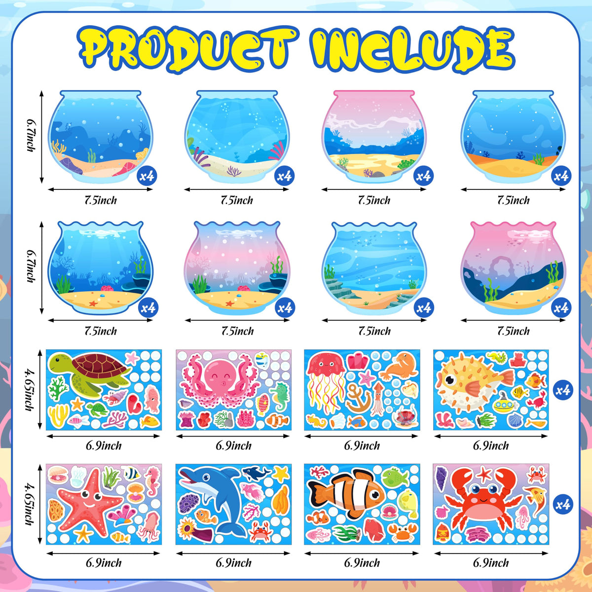80UncleKimby 32pcs Pink Under The Sea Ocean Activity Stickers Kit – DIY Party Games