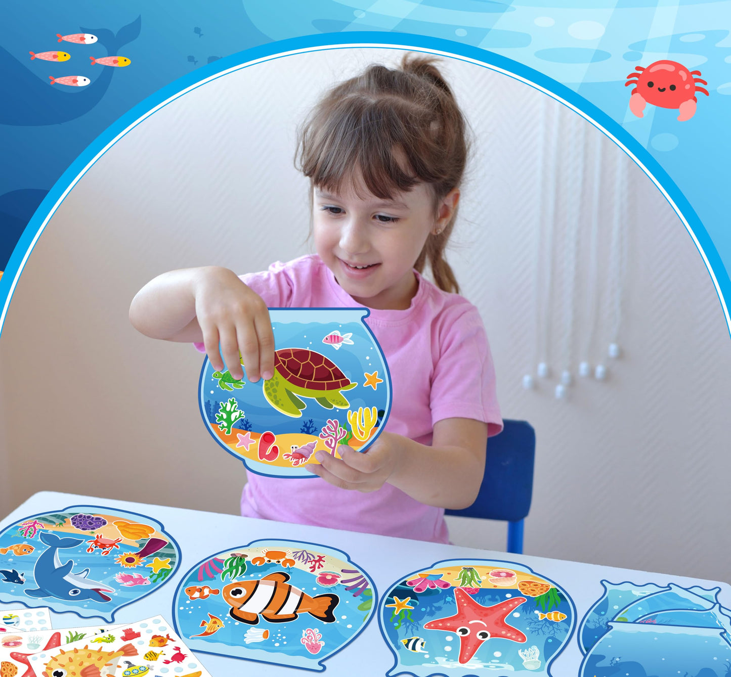 80UncleKimby 48pcs Summer Ocean Sticker Kits — Create Your Own Sea Scene Art DIY for Parties