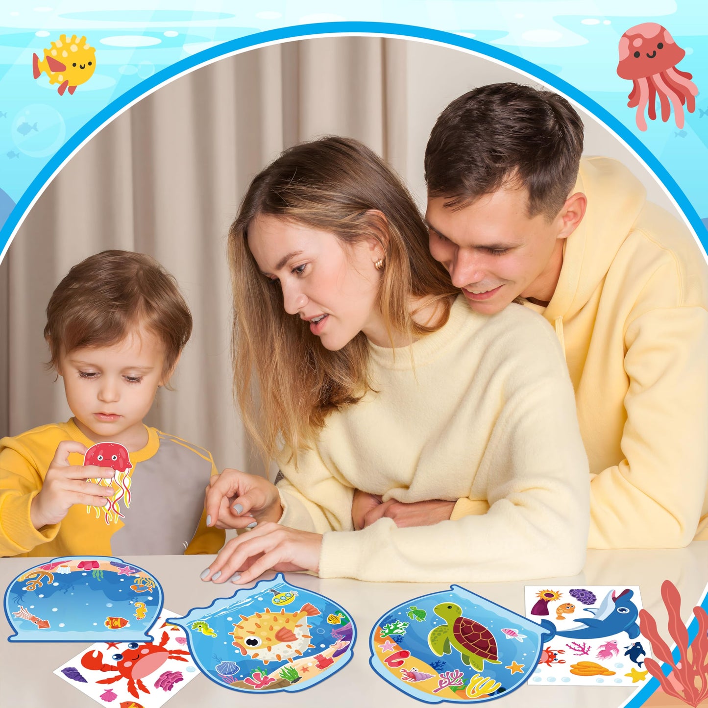 80UncleKimby 48pcs Summer Ocean Sticker Kits — Create Your Own Sea Scene Art DIY for Parties