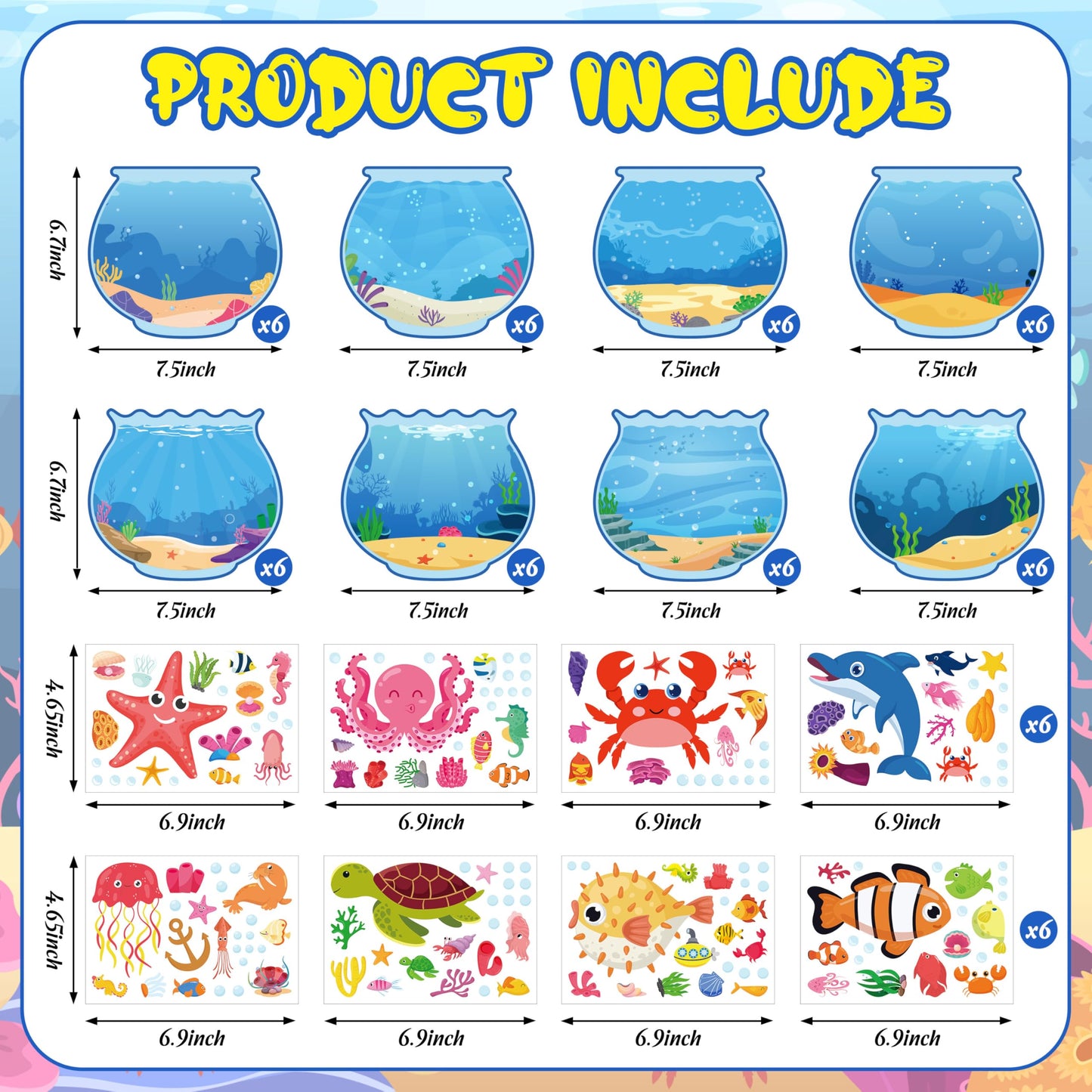 80UncleKimby 48pcs Summer Ocean Sticker Kits — Create Your Own Sea Scene Art DIY for Parties