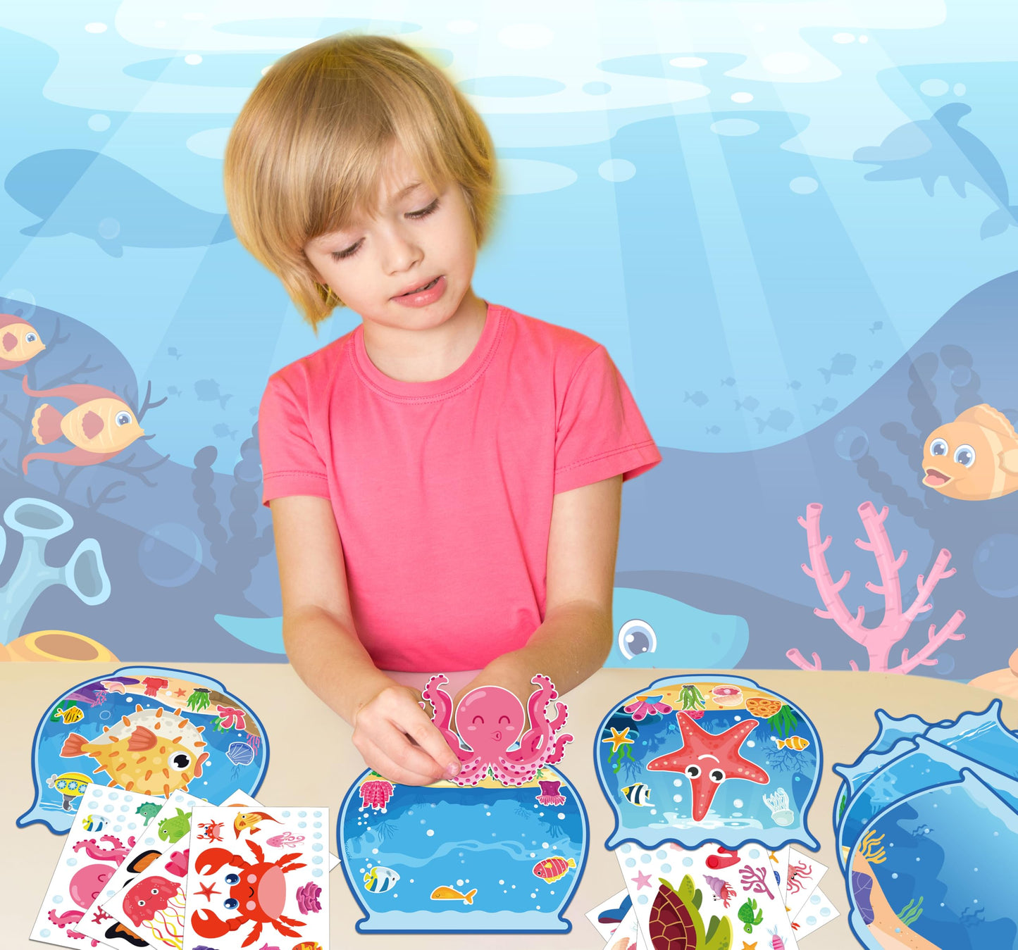 80UncleKimby 48pcs Summer Ocean Sticker Kits — Create Your Own Sea Scene Art DIY for Parties