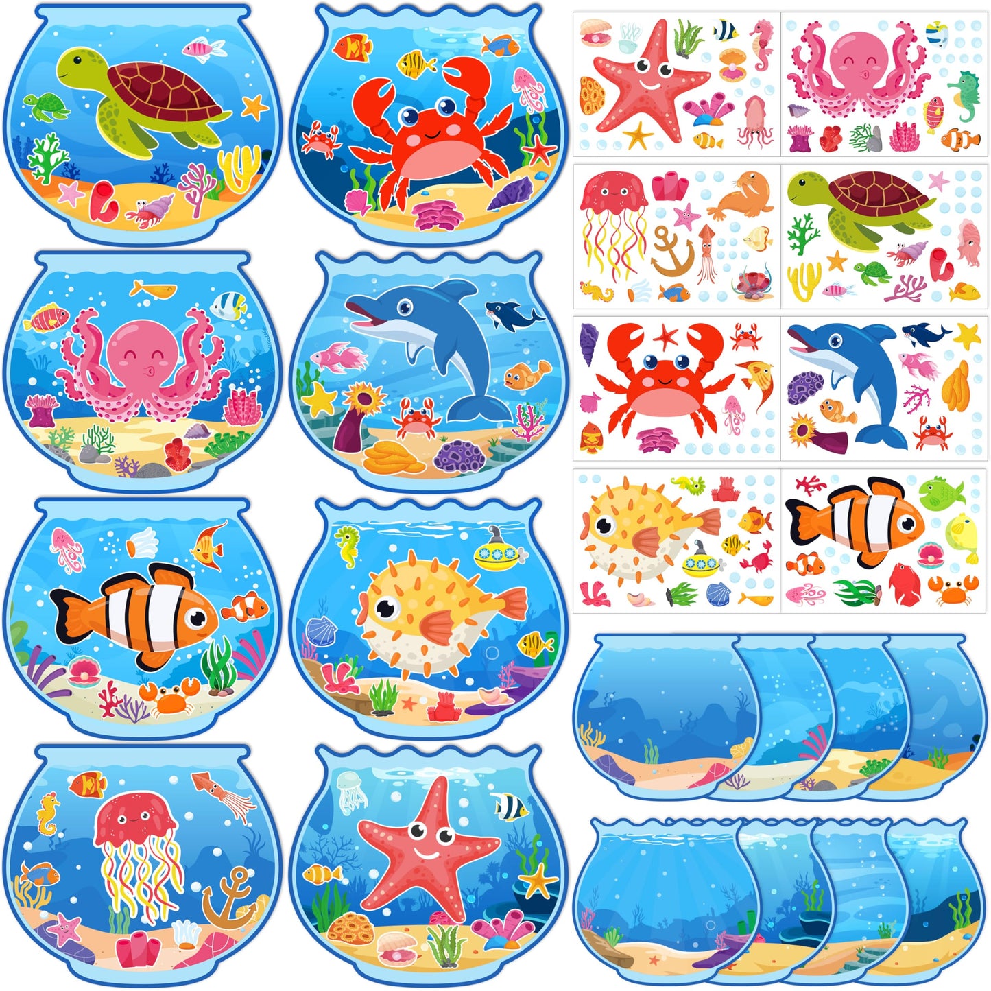 80UncleKimby 48pcs Summer Ocean Sticker Kits — Create Your Own Sea Scene Art DIY for Parties