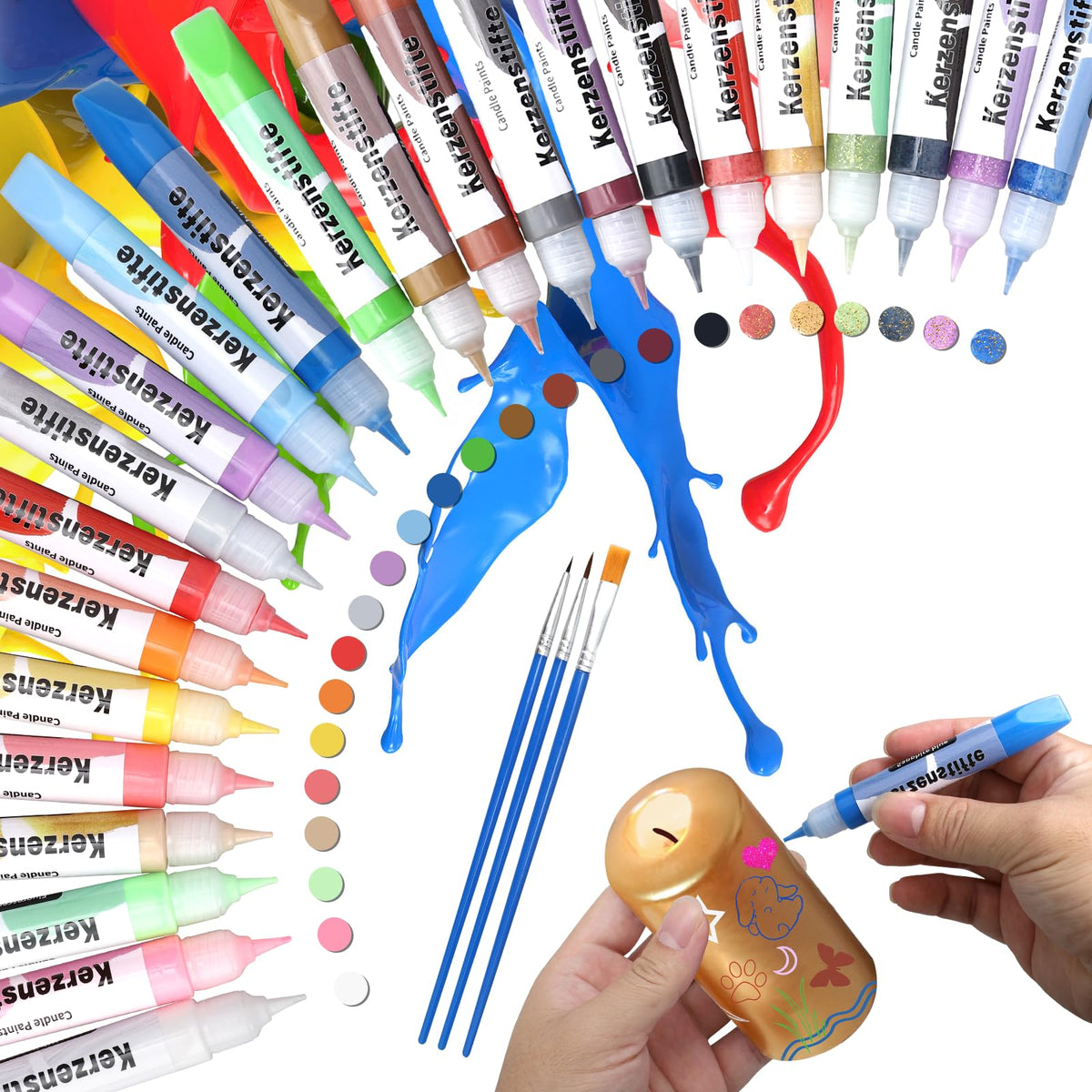 Hcunbsu Candle Painting Kit, 24 Colour Candle Pens, Candle Wax Pens for Candle Decoration, Candle Painting Pens, Candle Marker, Candle Decorating Pens