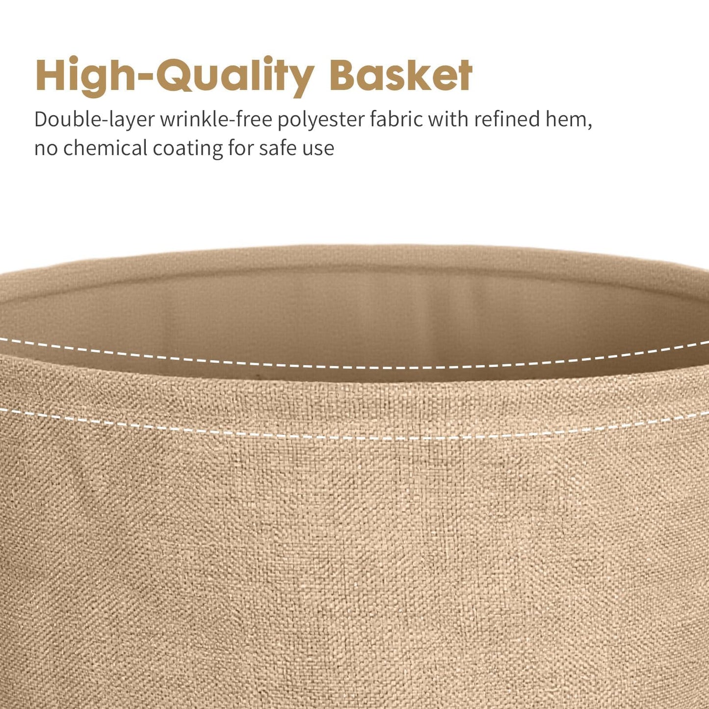 Rinkgarden Round Side Table with Fabric Basket, Modern and Sturdy, Metal End Table for Living Room, Bedroom, Bedside Table, Nursery