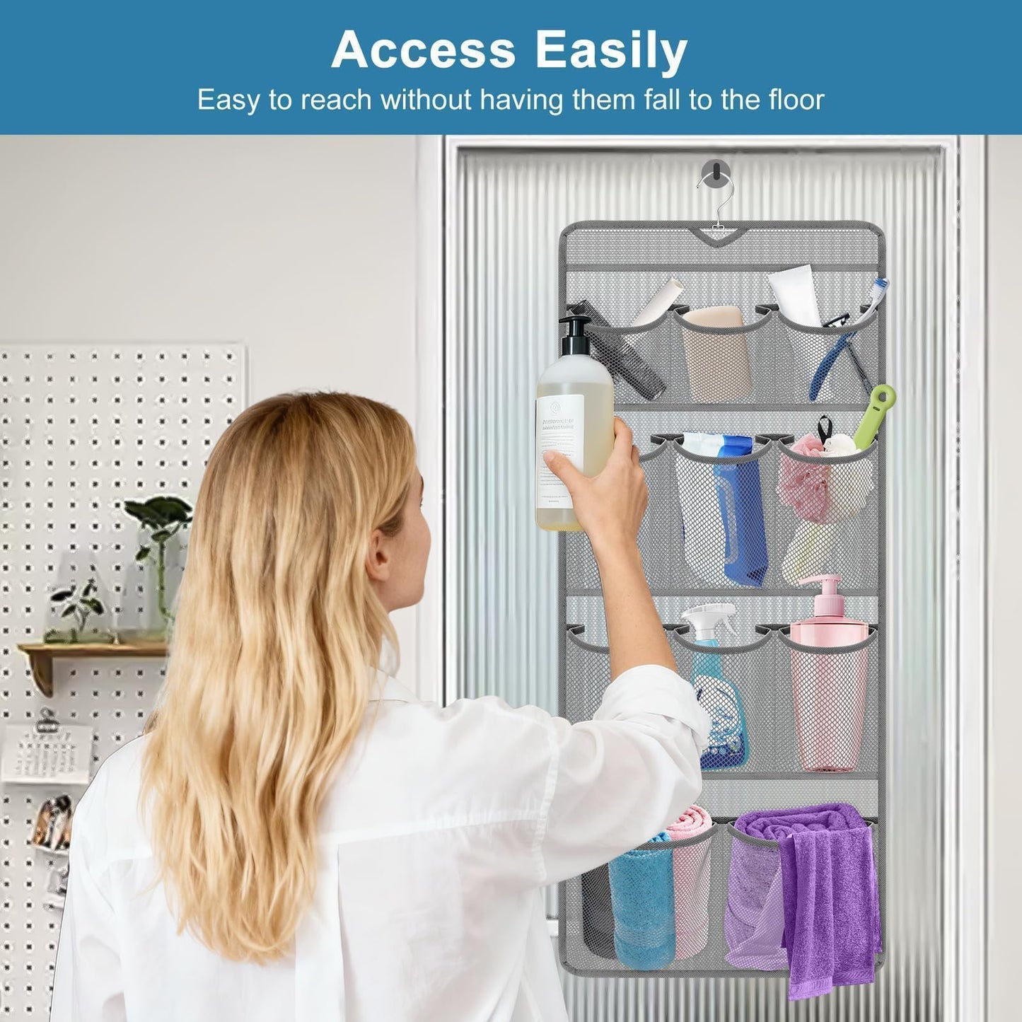EEEKit Hanging Shower Organizer, 11 Pockets Quick Drying Mesh Shower Caddy, Portable Space Saving Bathroom Organizer to Hold Shampoo, Soap, Loofah