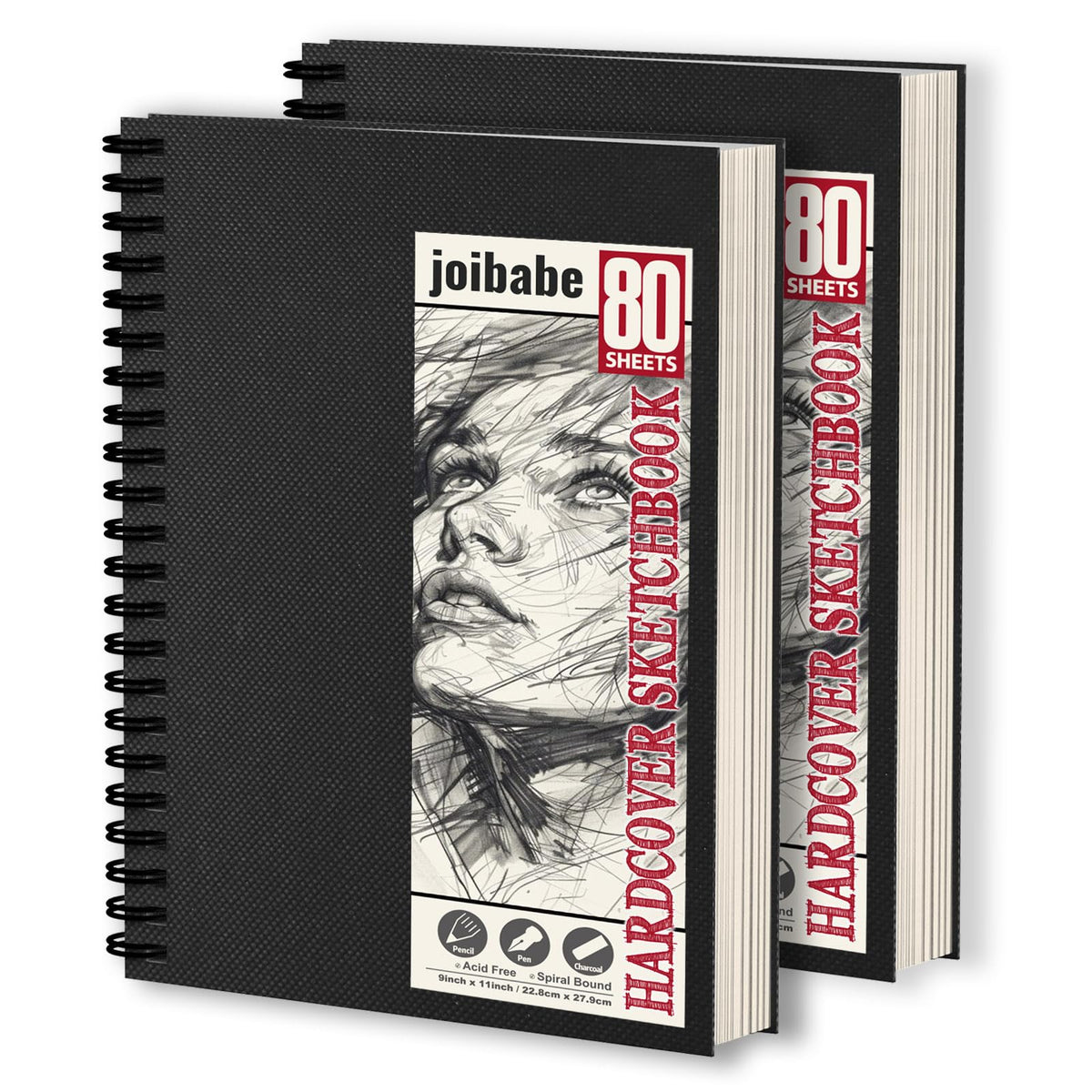 2A4 Sketch Books, Hardcover Spiral Bound 100gsm Drwaing pad,160 Sheets /320 Pages Sketch Pad,Natural White Drawing Paper, Professional Sketchbook for