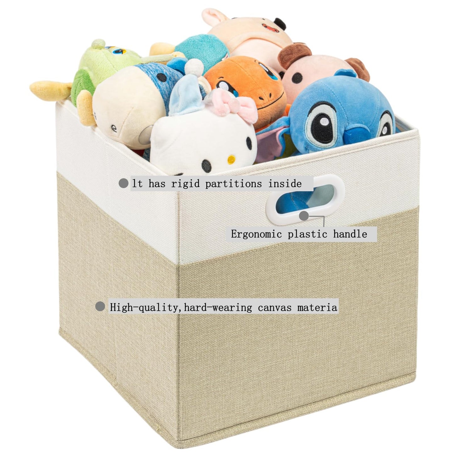 SOCOHOME Fabric Storage Boxes,25x25x25cm Storage Cube, Foldable Storage Baskets for Toys Nursery Closet(Light Khaki/Cream White, 3 Pack)