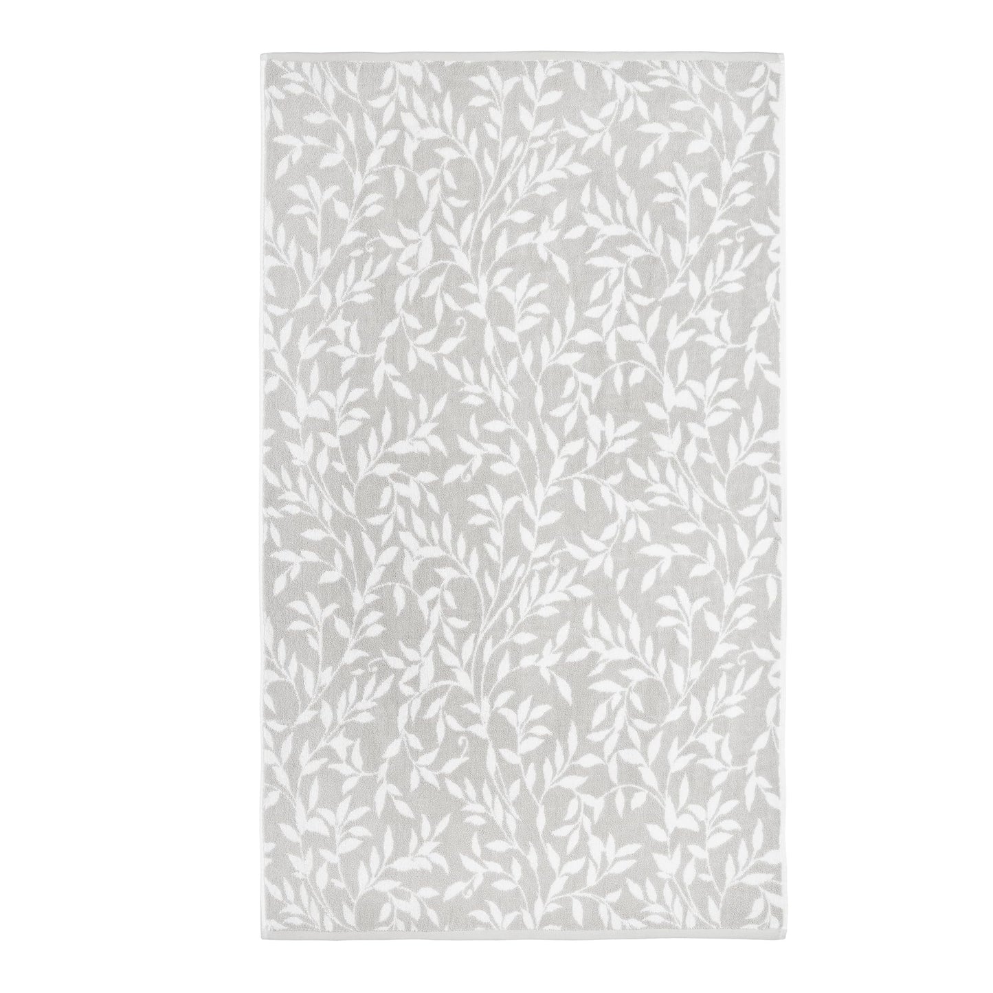 Dreams & Drapes - Grey Leaf Bath Sheet (90 x 150cm) - 100% Cotton - Soft Touch & Fluffy - Botanical Vintage Towel in Grey