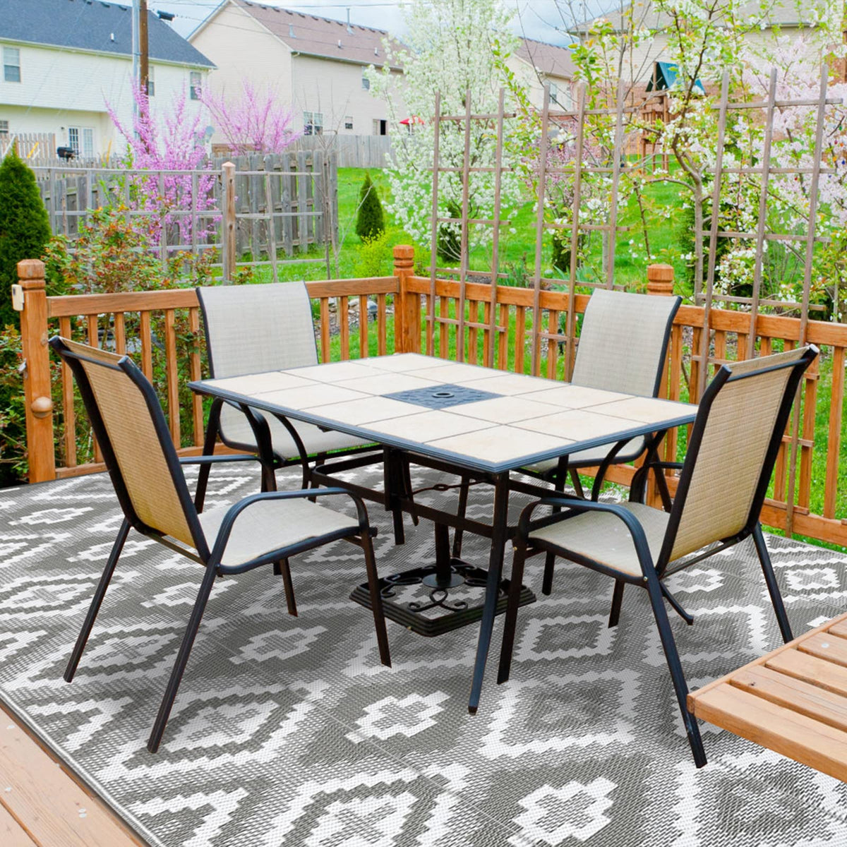 Enyhom Large Outdoor Rug 180 x 270 cm, Reversible Plastic Straw Woven Rug, Waterproof Camping Rugs for Garden, Recycled RV Patio Floor Mat for Porch