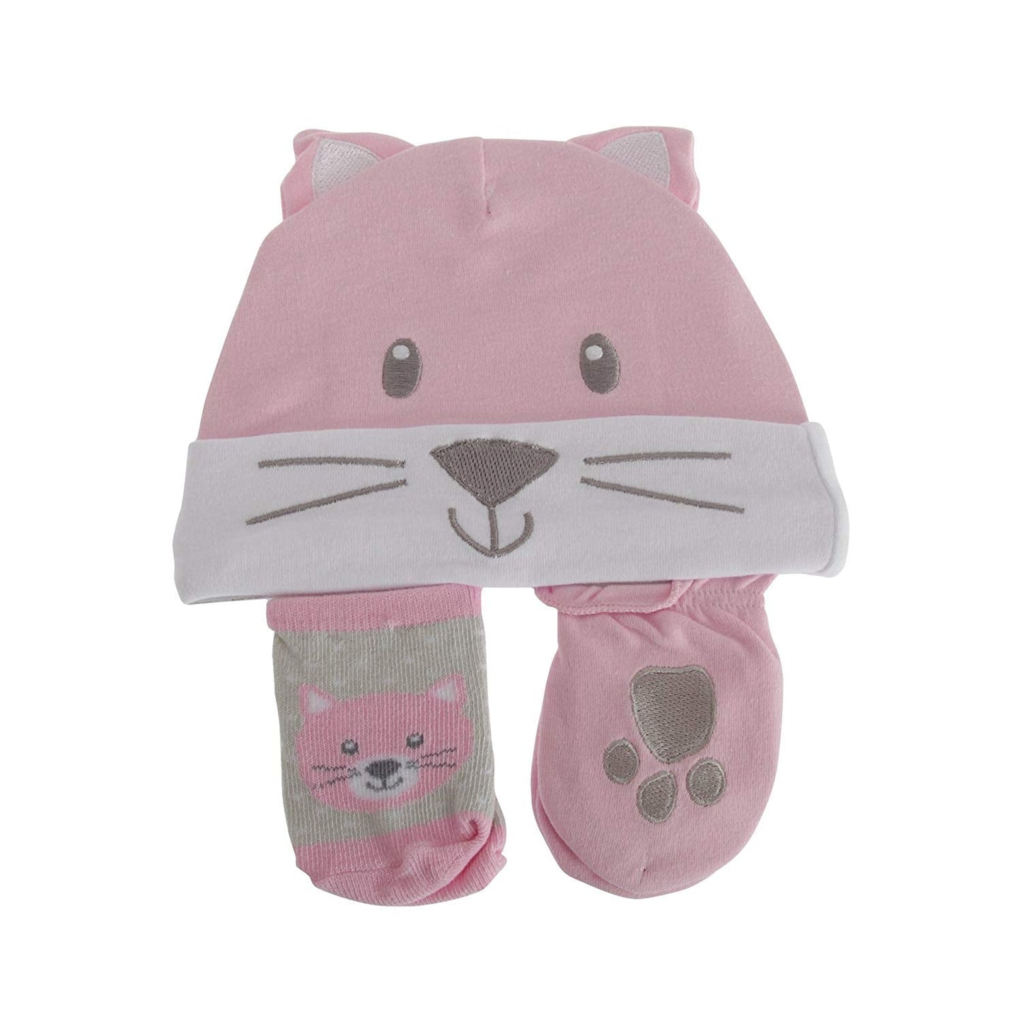 Nursery Time Baby Girls 3 Piece Cat Design Gift Set