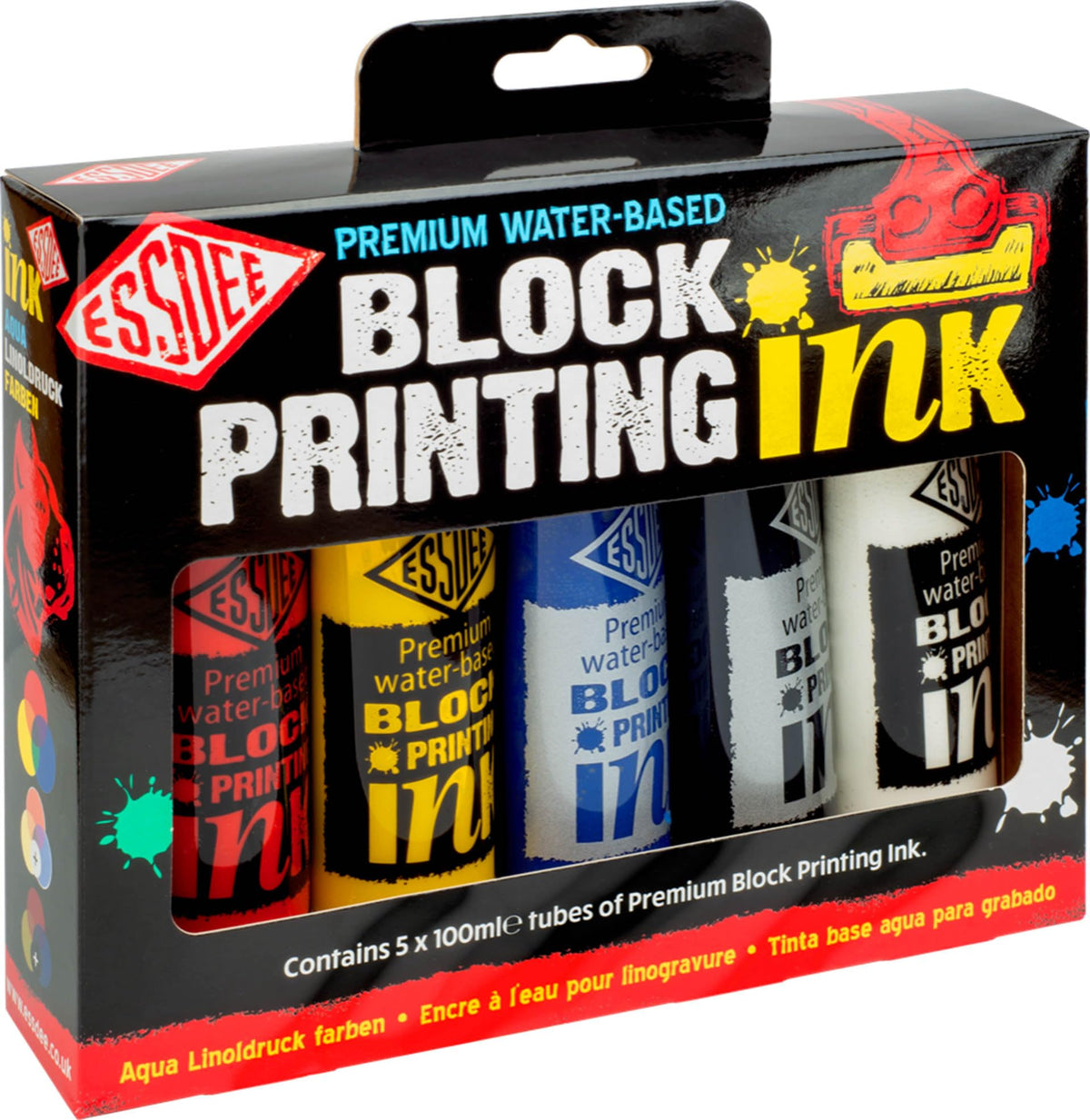 Essdee Premium Quality Block Printing Ink (Pack of 5 Primary Colours),19 x 18 x 4 cm
