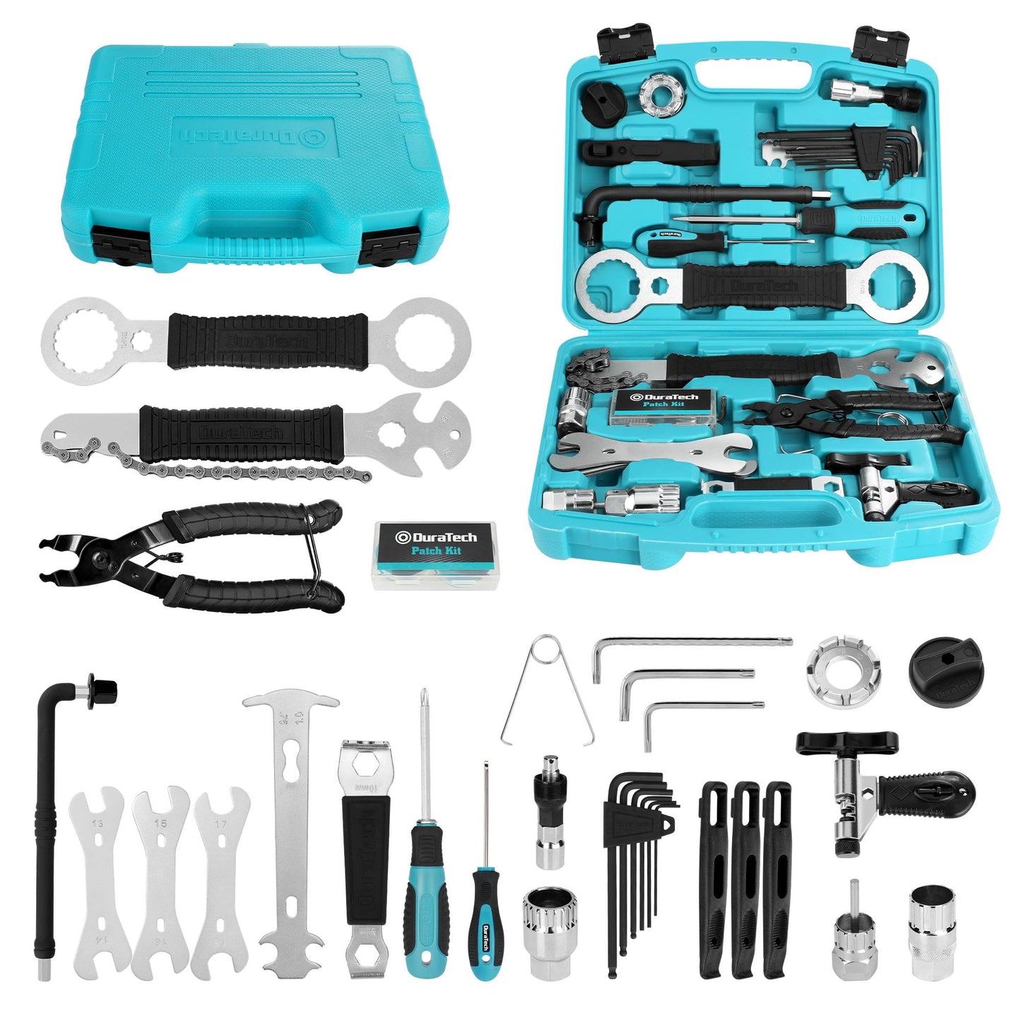 DURATECH 41-Piece Professional Bicycle Repair Set, Bicycle Repair Kit with Tool Box, Bike Tool Kit, Home Multi-Purpose Repair Kit, Suitable for