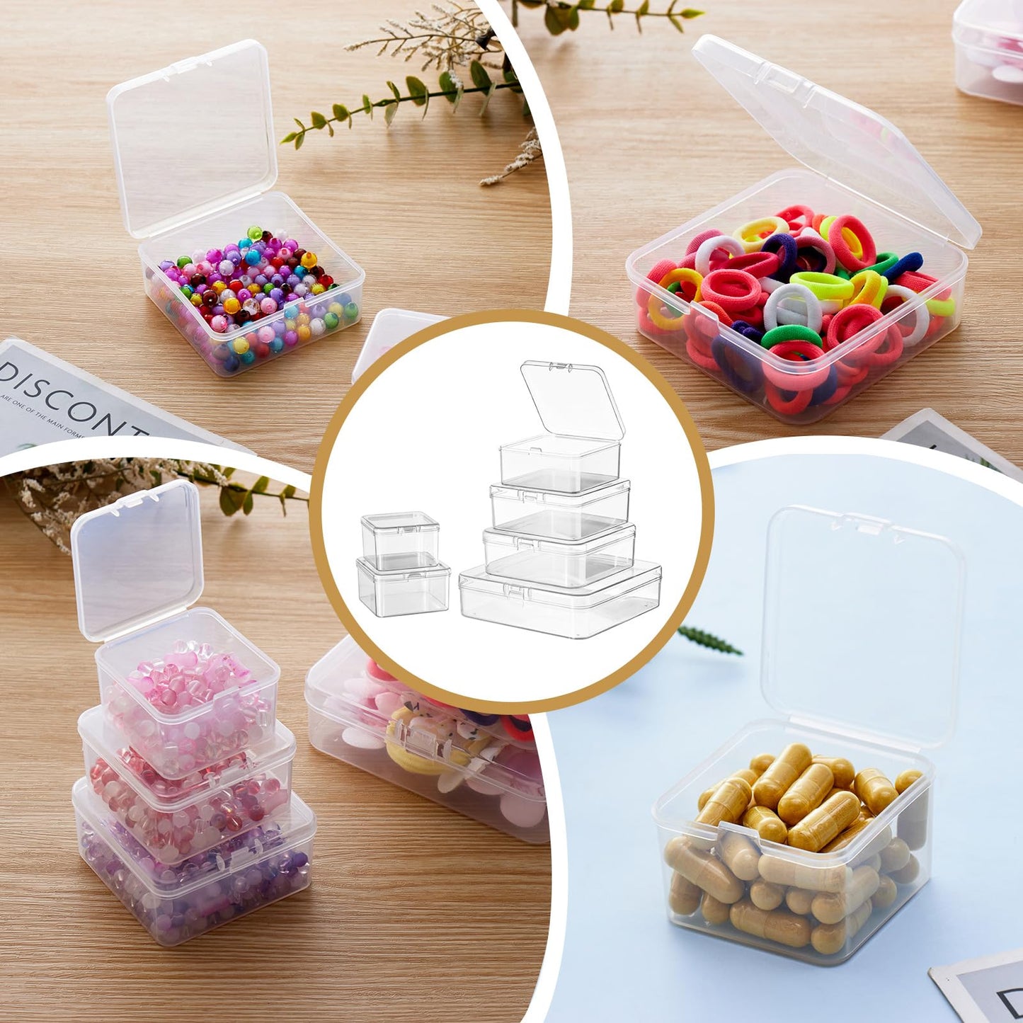 Goodma 12 Pieces Square Empty Mini Clear Plastic Storage Box, 85x85x35mm