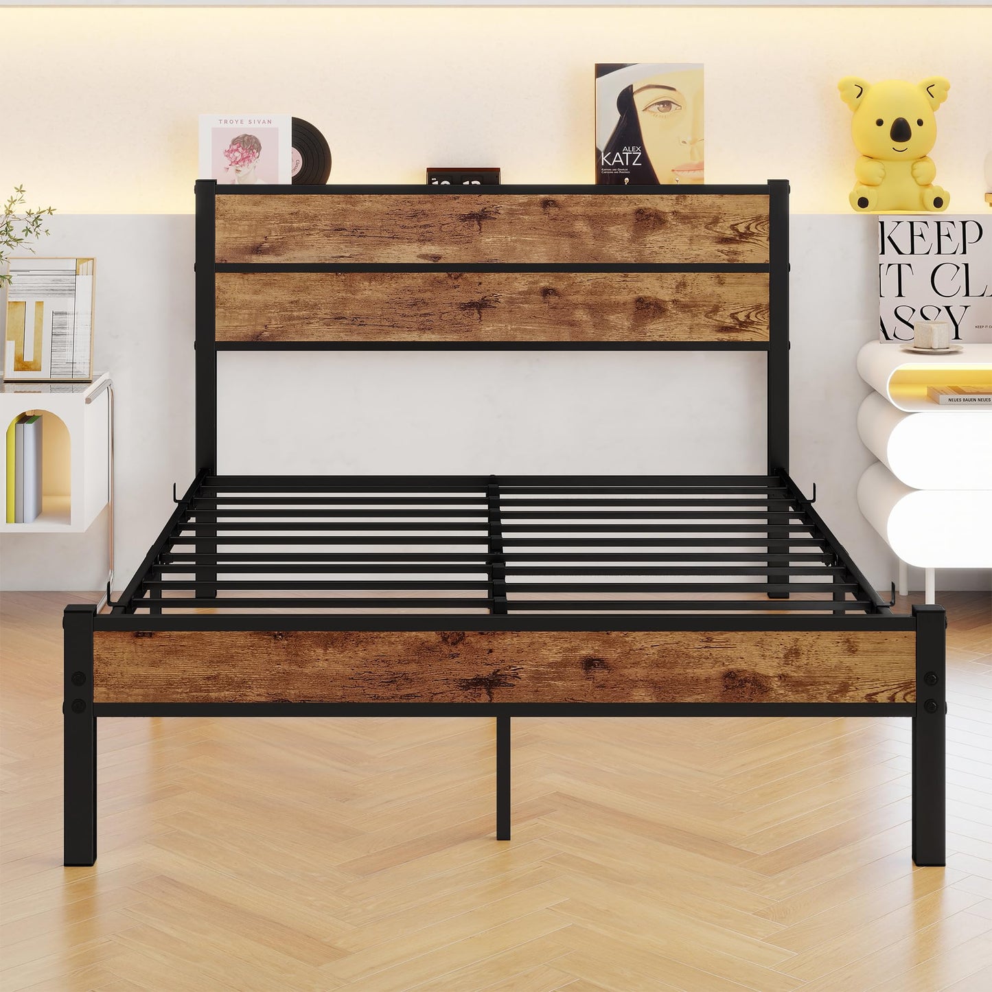 JUISSANO Bed 120 x 200 cm, Bed Frame Children's Bed Metal Bed 120 x 200 cm with Metal Slatted Frame