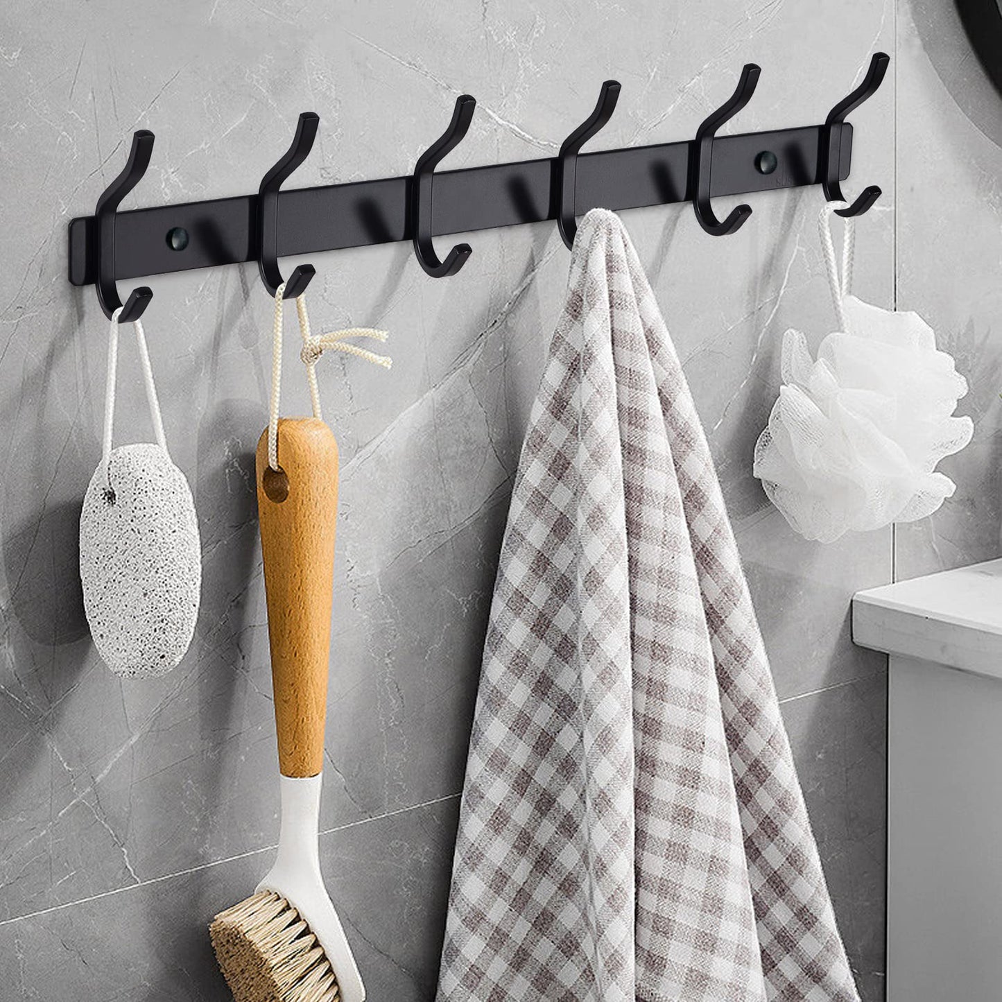 MEIJO Coat Hooks Wall Mounted, Coat Rack Wall Mounted Stainless Steel with 8 Hooks Heavy Duty Coat Hooks for Door, Bedroom, Bathroom, Kitchen