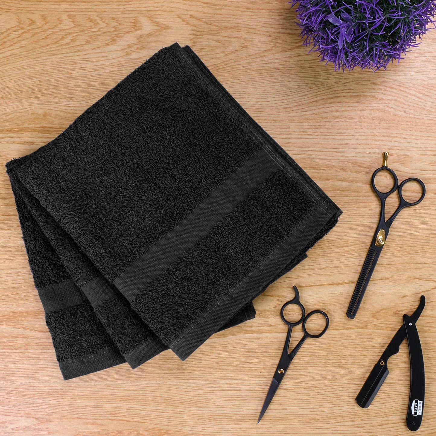 Utopia Towels - Salon Towel, Pack of 24 (Not Bleach Proof, 16 x 27 Inches) Highly Absorbent Cotton Towels for Hand, Gym, Beauty, Spa