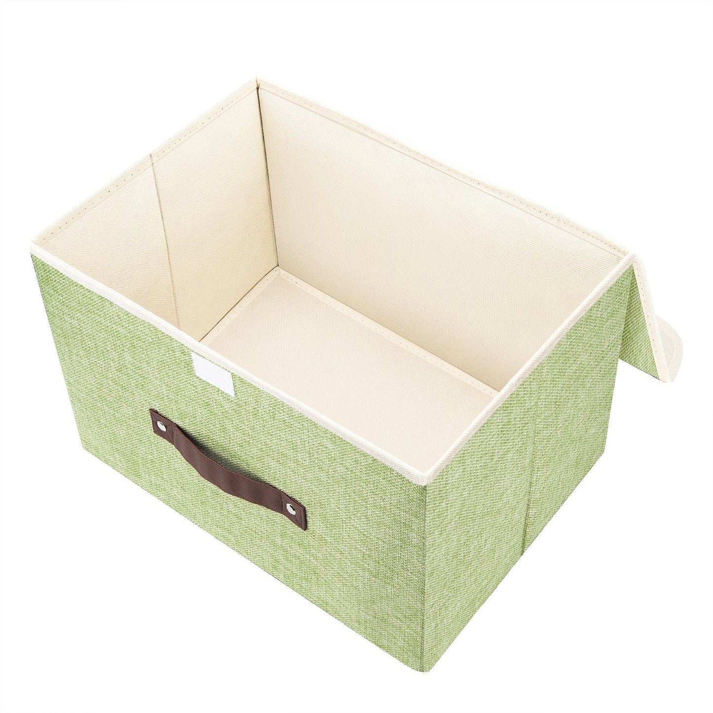 TYEERS Collapsible Storage Box with Lid, Fabric Storage Box for Clothes, Wardrobe Storage, 38x25x25 cm, Set of 2, Green