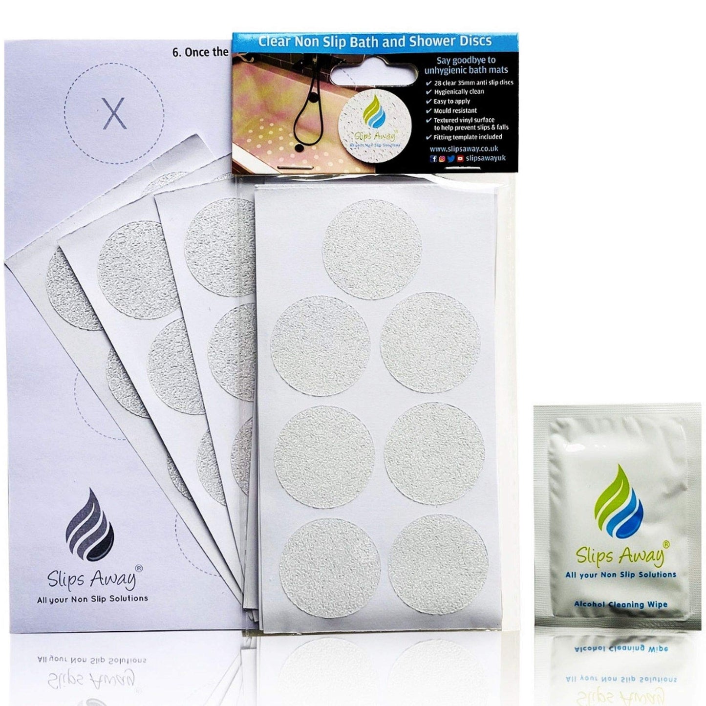 Non-Slip Bath & Shower 28x Clear Stickers - FREE FITTING TEMPLATE INCLUDED - Modern Stylish Alternative to a Rubber Suction Mat