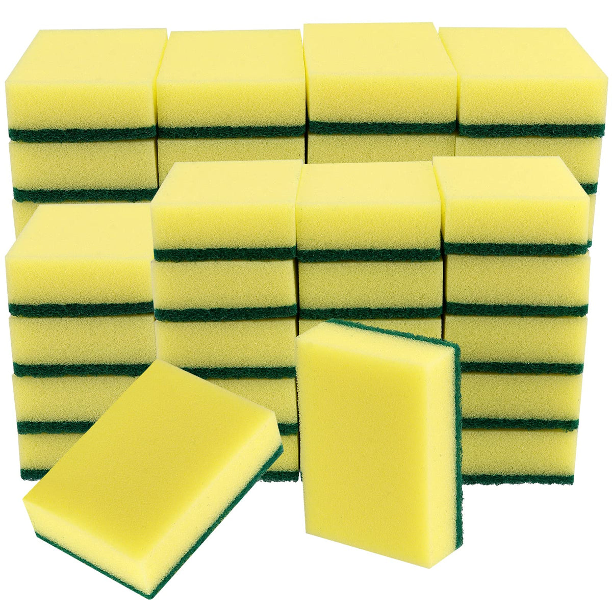 ZEONHAK 40 Pack 10cm Multi Use Scrub Cleaning Sponge Scourers, Dual Sided Cleaning and Dishwashing Sponge, General Purpose Eraser Soft Sponge for