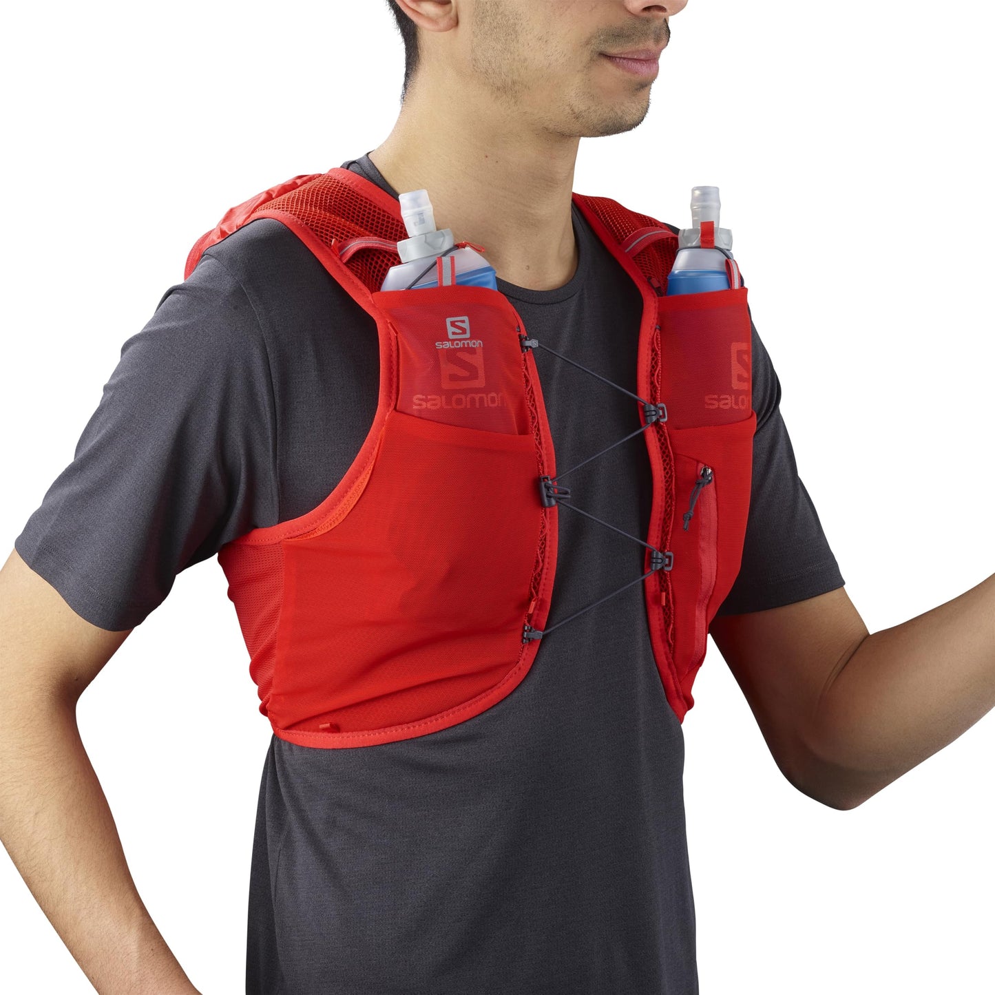 Salomon Adv Hydra Vest 8 Unisex Hydration Vest Trail running Hiking, Comfort and Stability, Quick Access to Hydration, and Simplicity, Red, XS