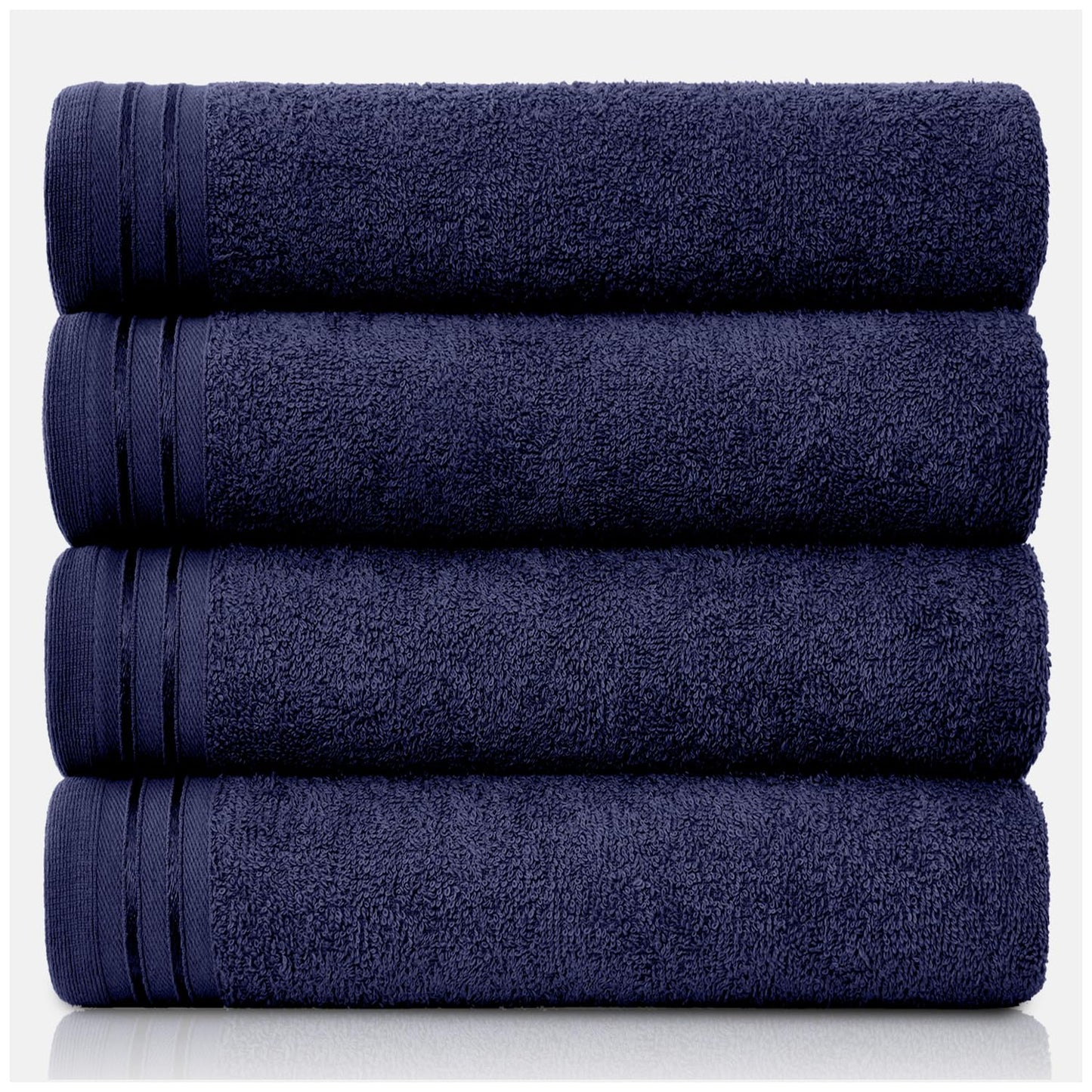 GC GAVENO CAVAILIA Large Towels Bath Sheet - Highly Absorbent Egyptian Cotton Towel Set - 4 Pack Extra Soft Large Bath Towel Navy - Quick Dry Bath